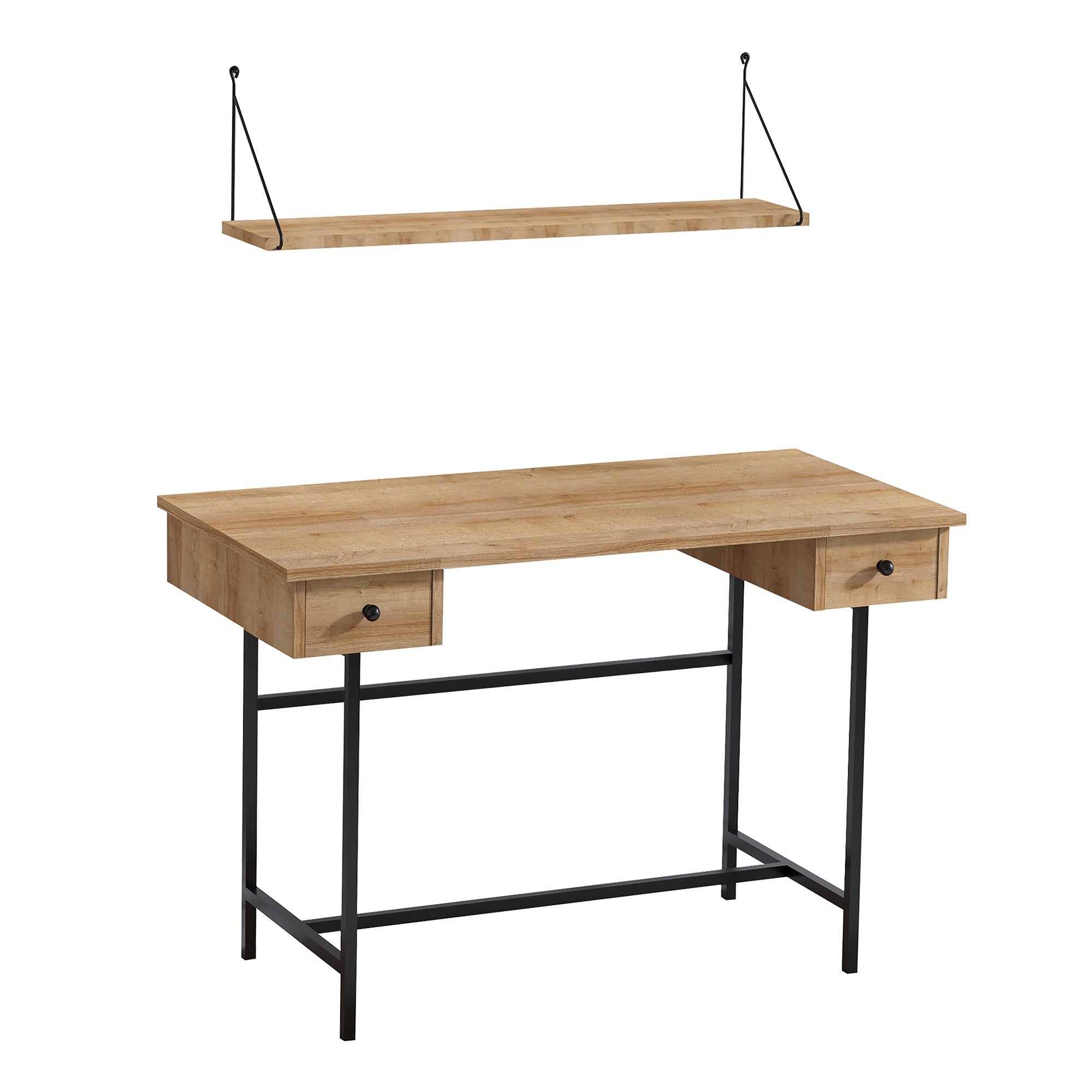 Secretária de Estudo – 120 cm x 74 cm x 60 cm – Carvalho Safira e Preto – MDF com melamina