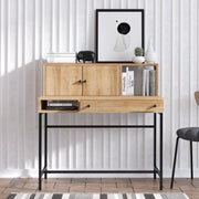Secretária de Estudo – 100 cm x 60 cm x 103 cm – Carvalho Safira e Preto – MDF