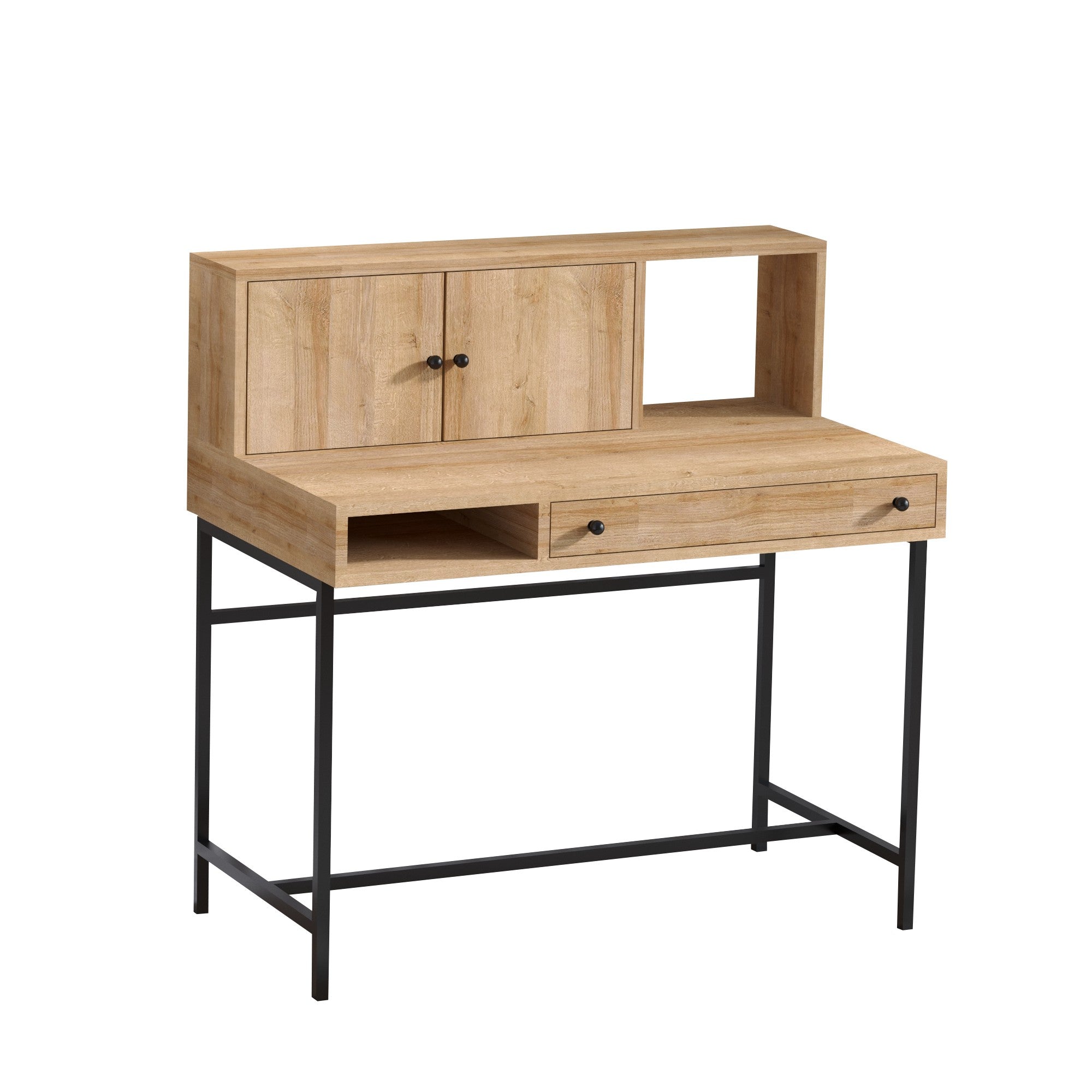 Secretária de Estudo – 100 cm x 60 cm x 103 cm – Carvalho Safira e Preto – MDF