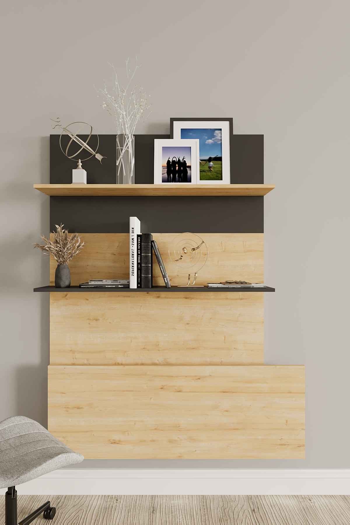 Secretária de Estudo – 90 cm – Carvalho Safira e Preto – MDF