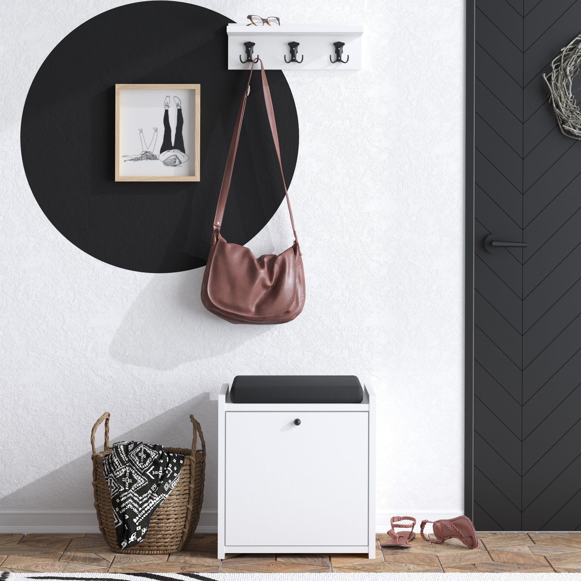 Conjunto para Hall de Entrada – 40x45x35 cm – Branco – Painéis de Partículas