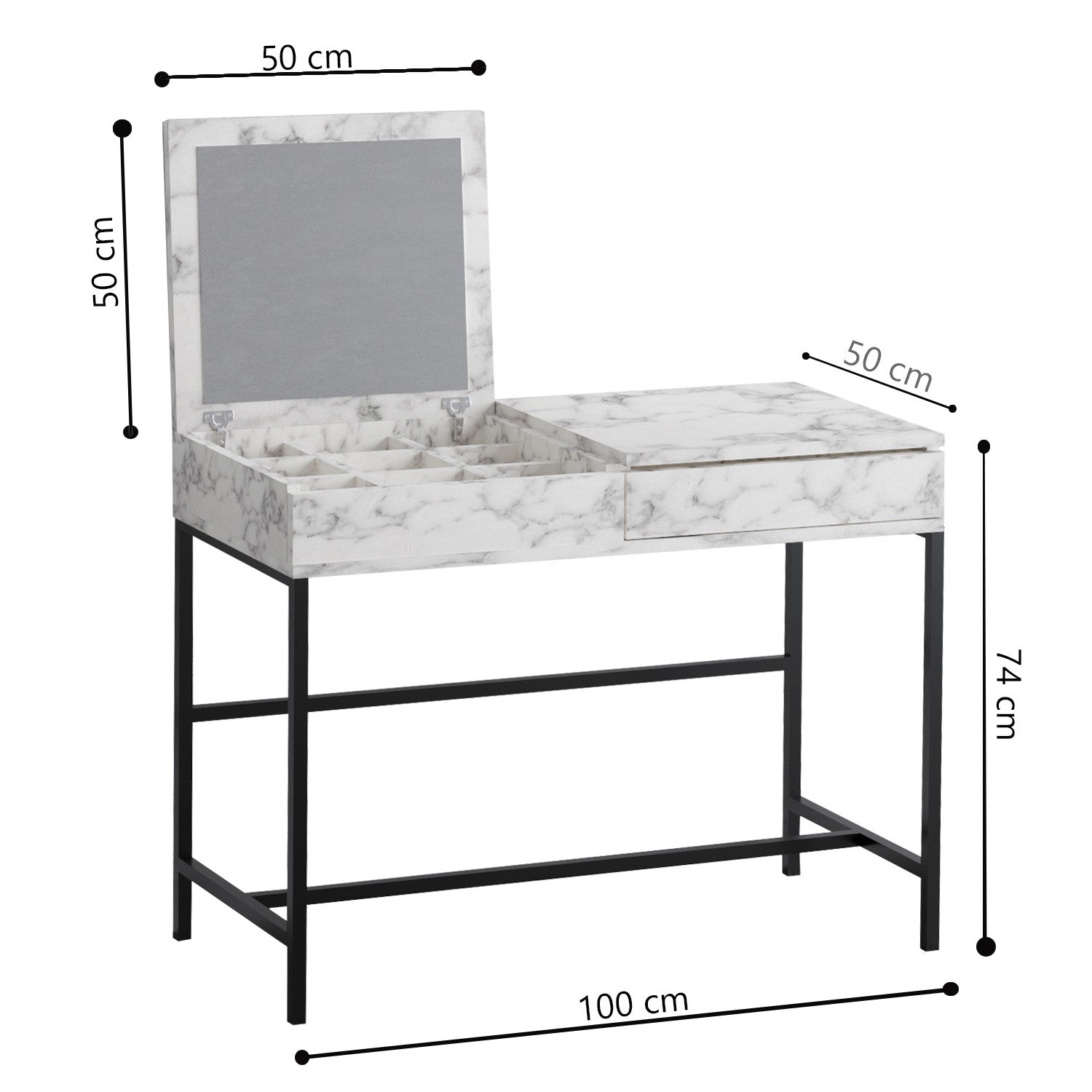 Toucador – 100 cm x 45 cm x 75 cm – Mármore de Carrara