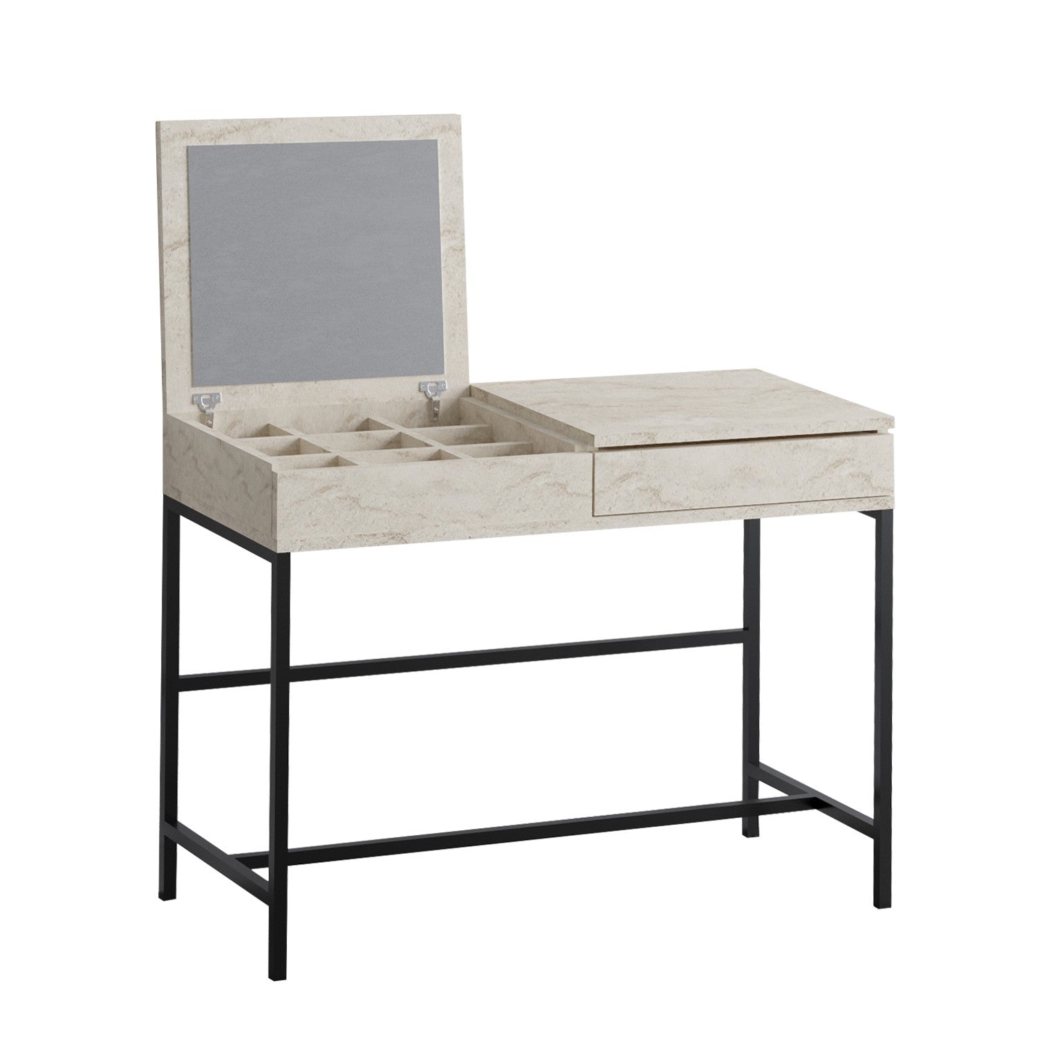 Toucador – 100 cm x 45 cm x 75 cm – Travertino – Painel de Partículas Revestido a Melamina