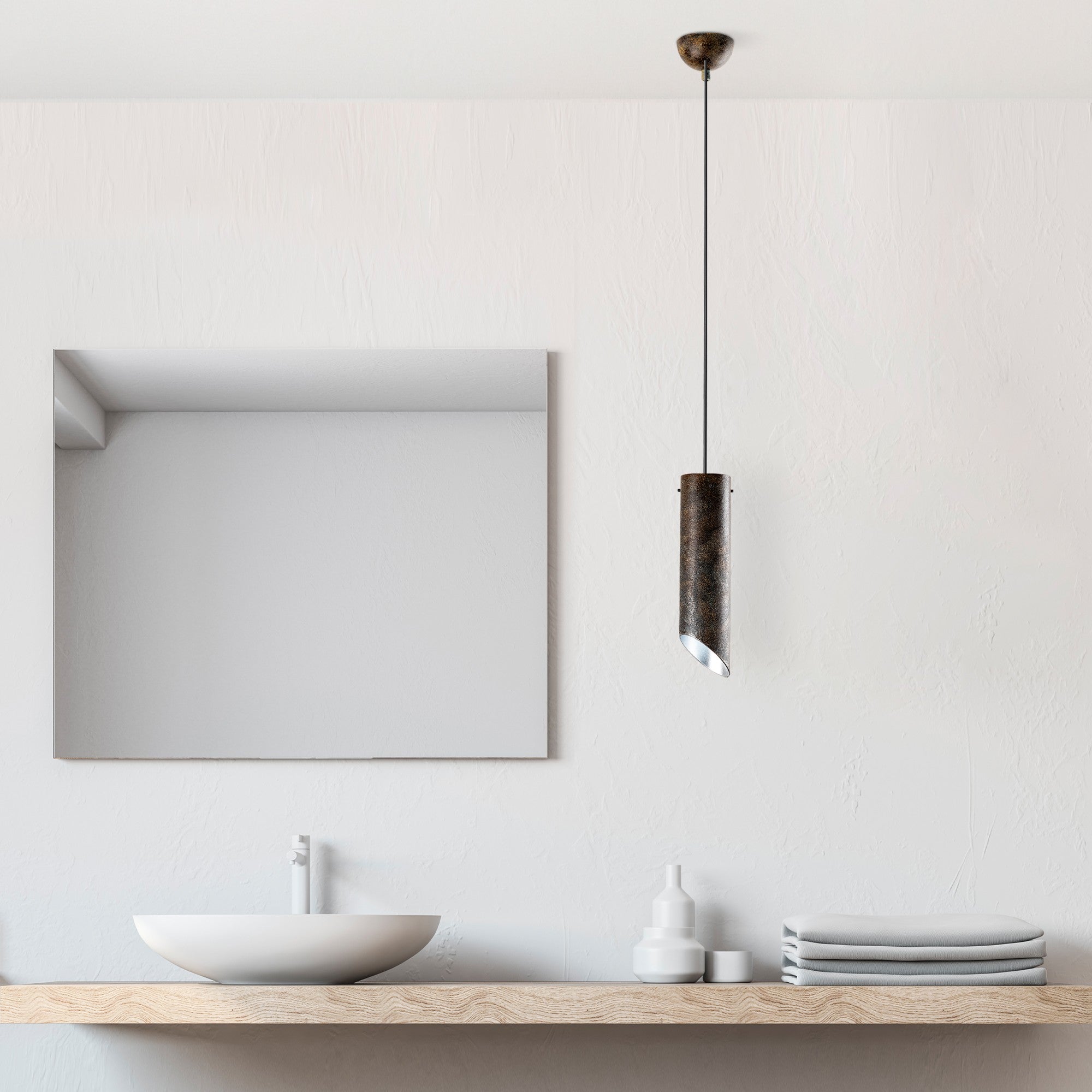 Candeeiro de Teto elegante ajustável – Ø8 x 28 cm – acabamento antiquado – metal