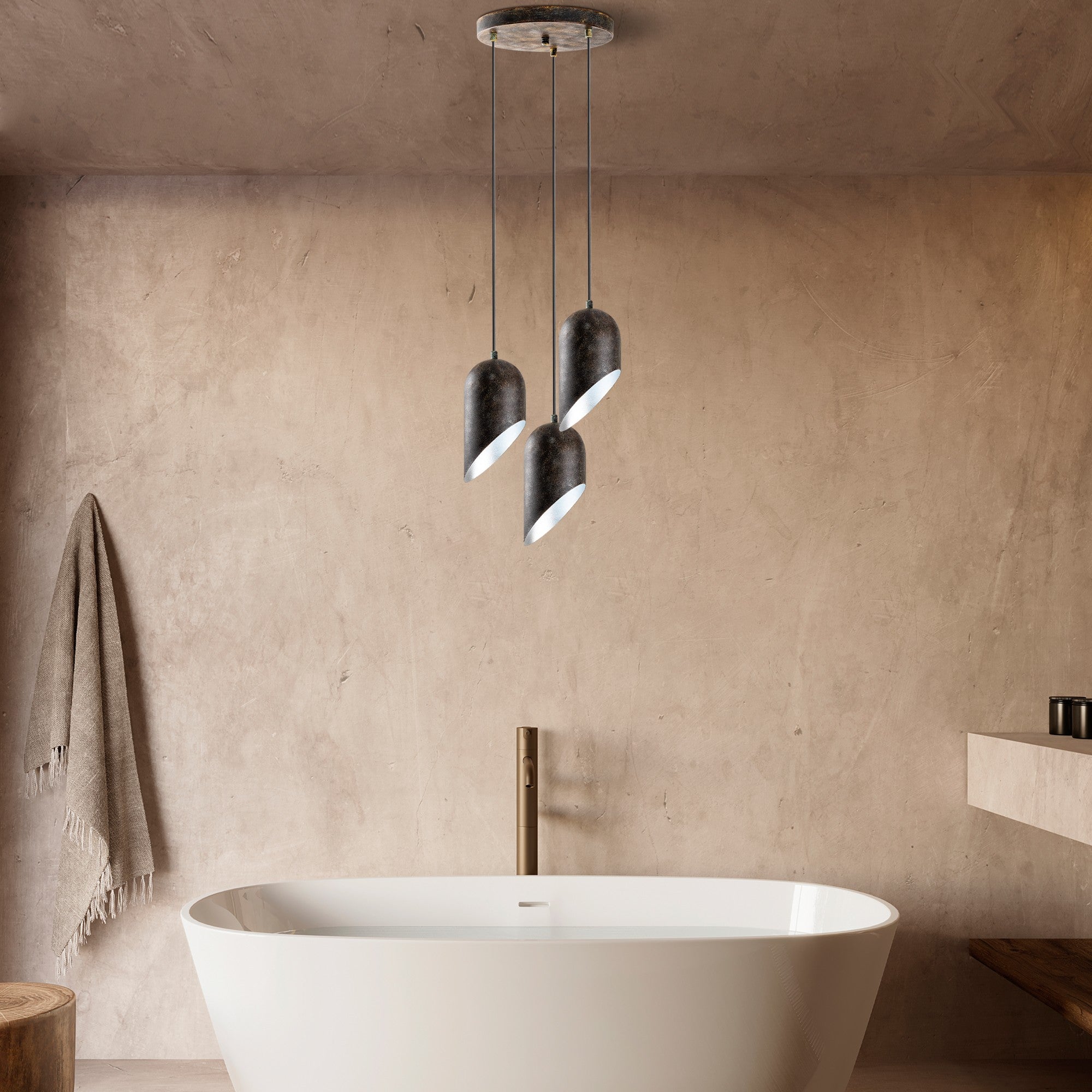 Candeeiro de Teto – 40 cm de diâmetro – Cor antiquada – Metal