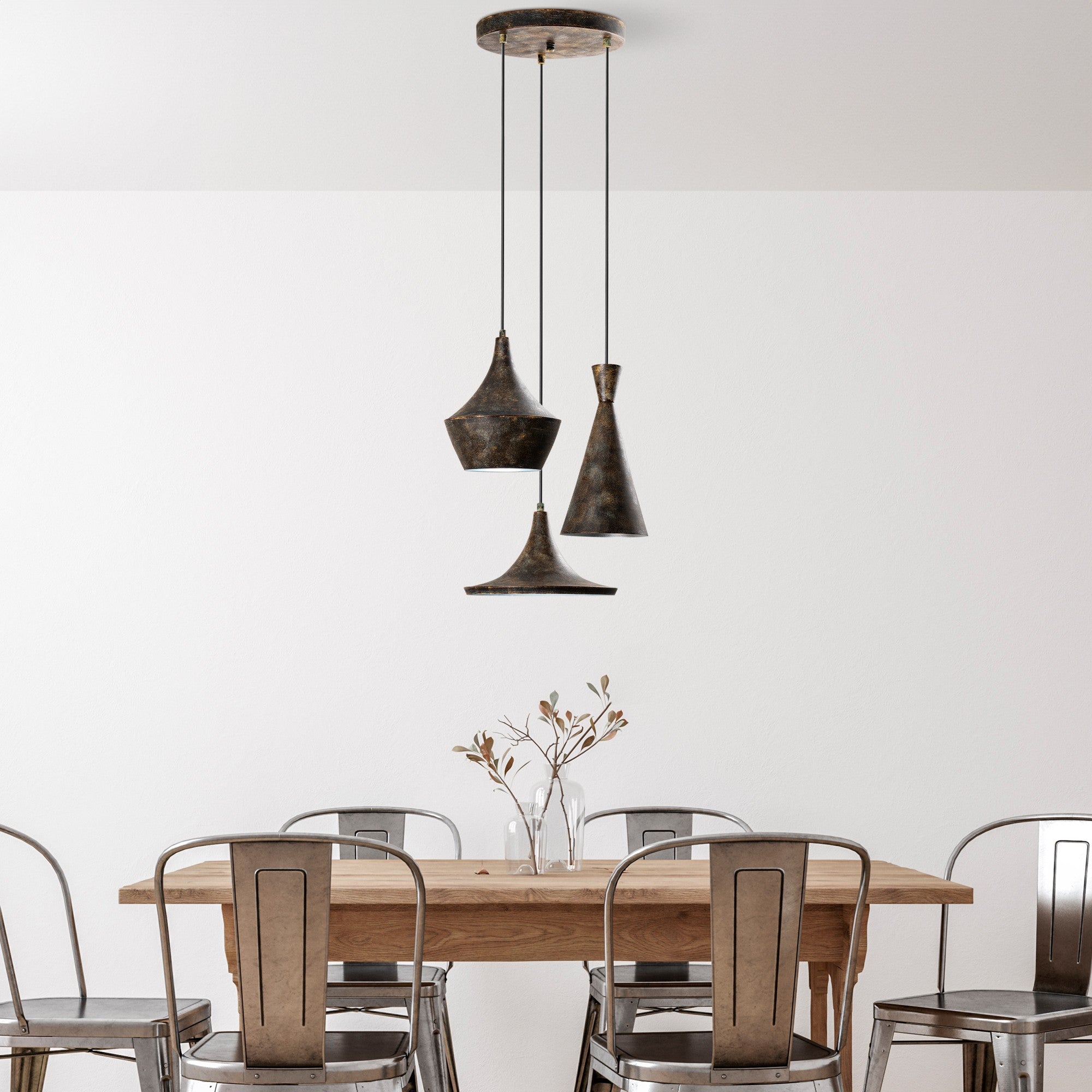 Candeeiro de Teto ajustável – 45 cm de diâmetro – cor antiquada – metal