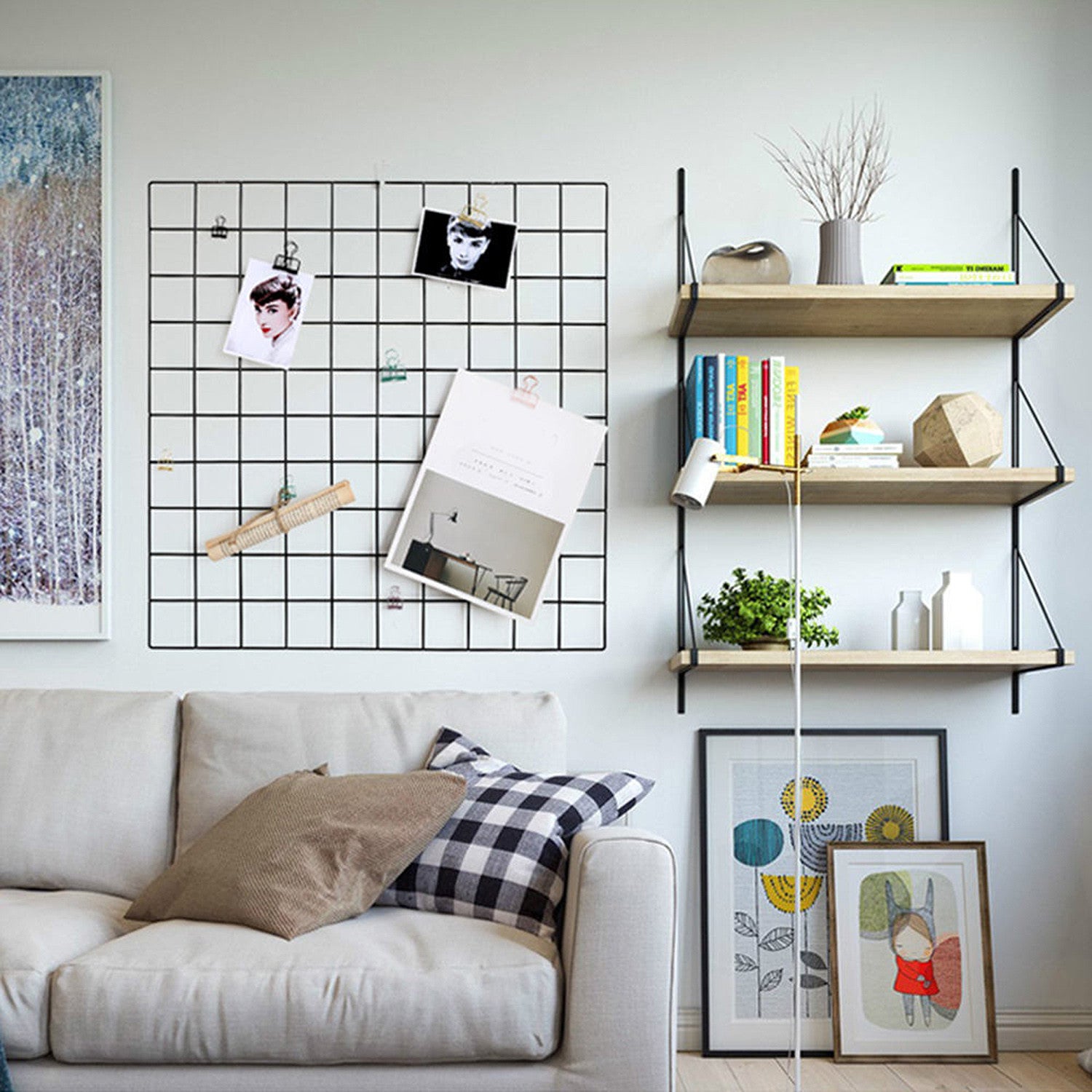 Acessório Decorativo de Parede em Metal Preto com 10 Fechos - 60x60cm