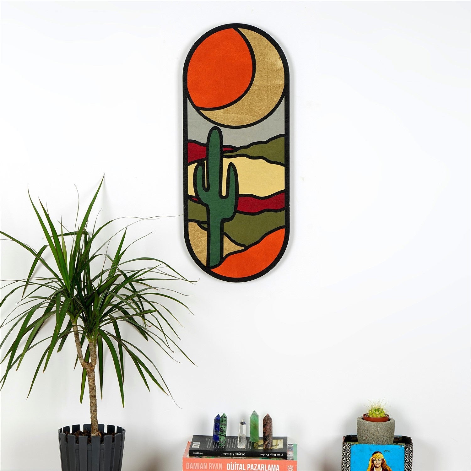 Acessório Decorativo de Parede em Madeira Multicolor ART059 - 53x22cm