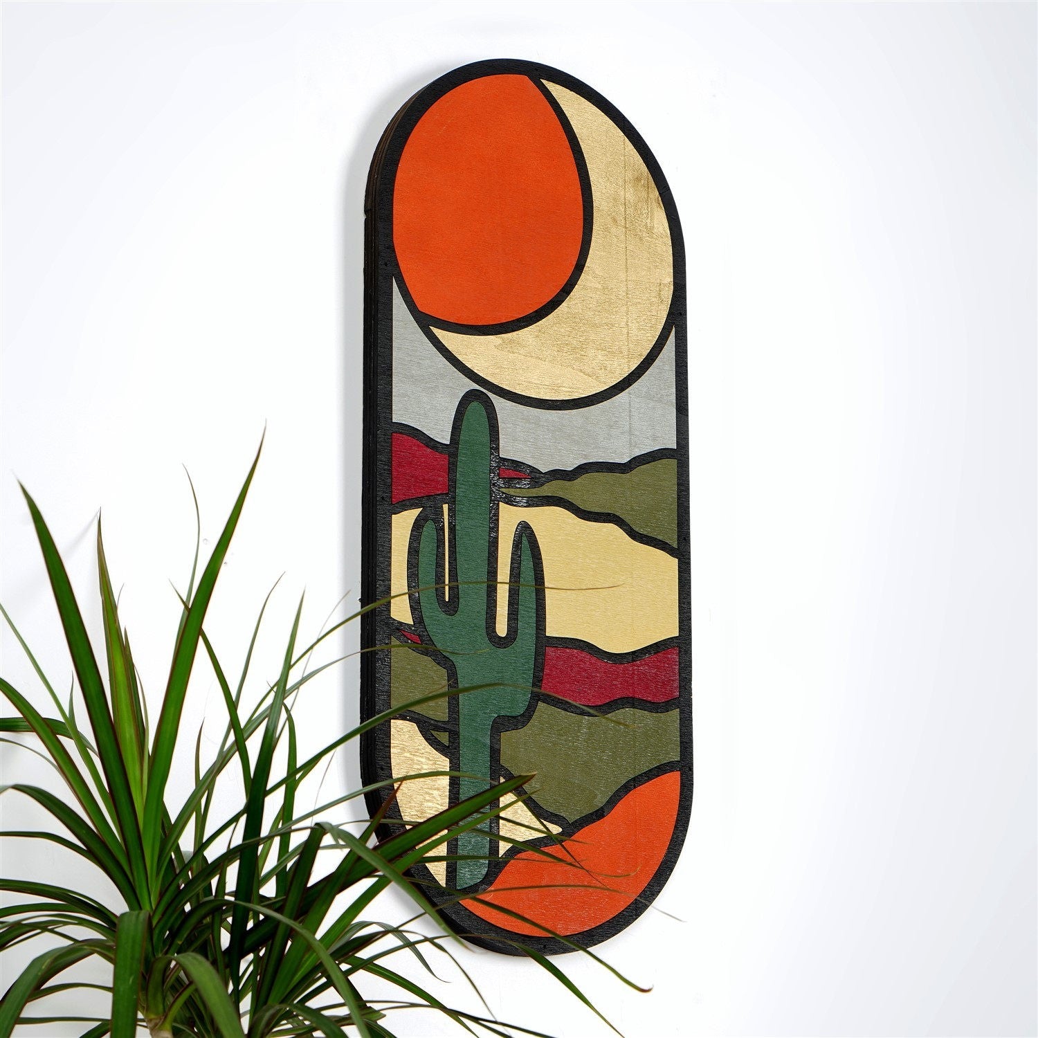 Acessório Decorativo de Parede em Madeira Multicolor ART059 - 53x22cm