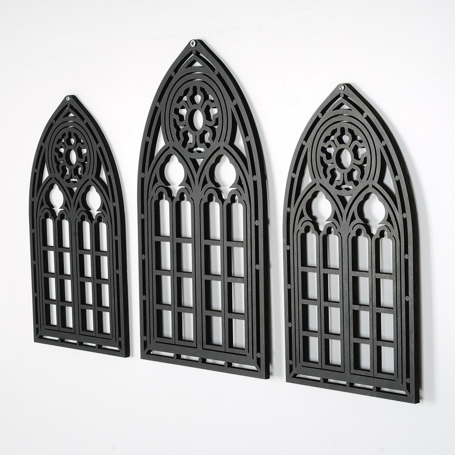 Acessório Decorativo de Parede em Madeira Preta - Conjunto de 3 Peças em MDF