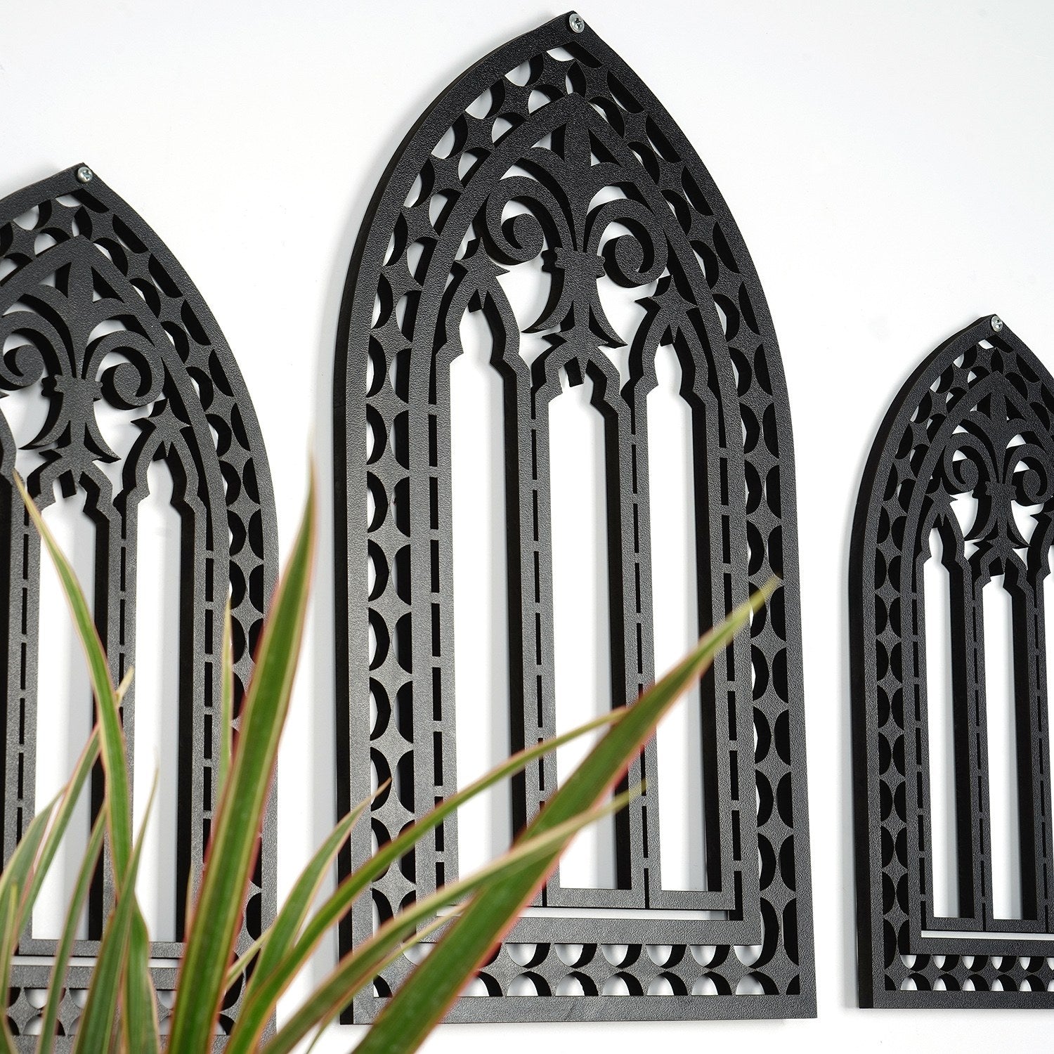 Acessório Decorativo de Parede em Madeira Preta - Conjunto de 3 Peças em MDF