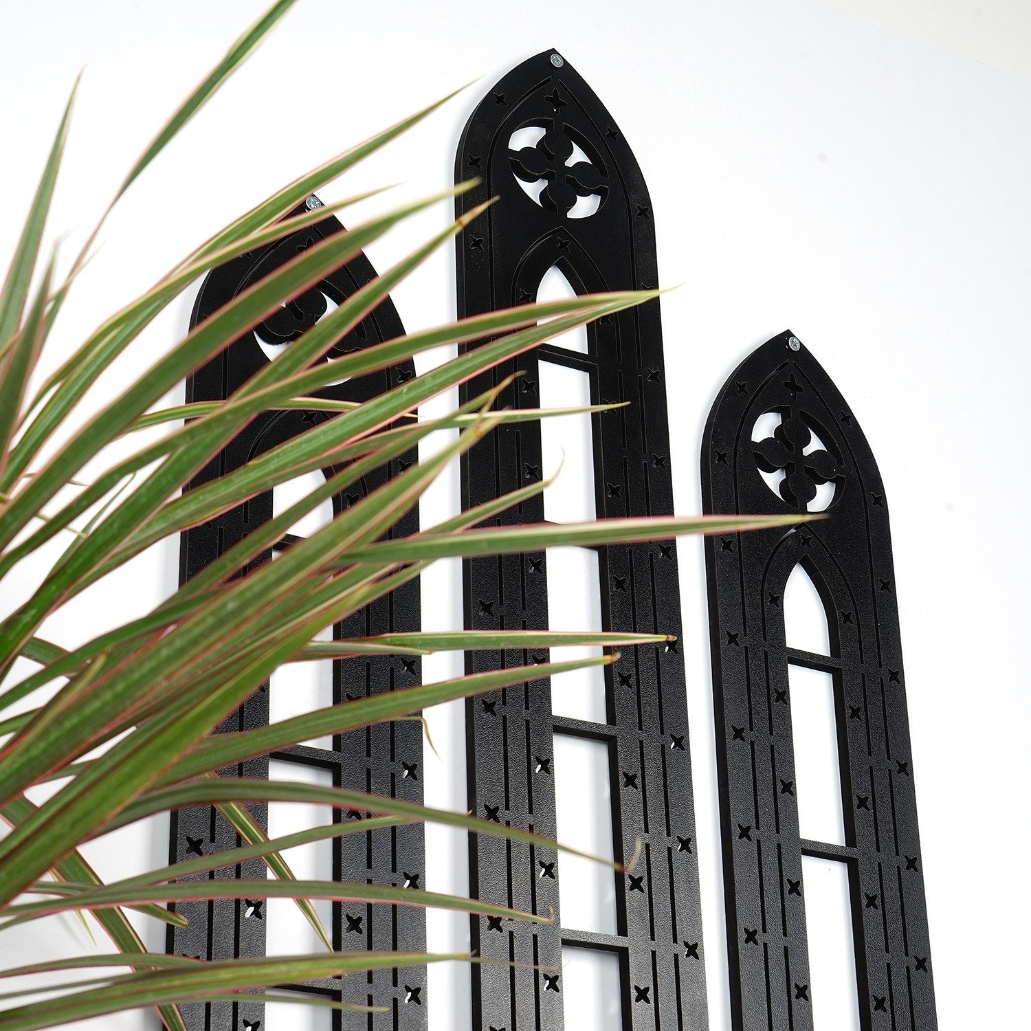 Acessório Decorativo de Parede em Madeira Preta - Conjunto de 3 Peças MDF