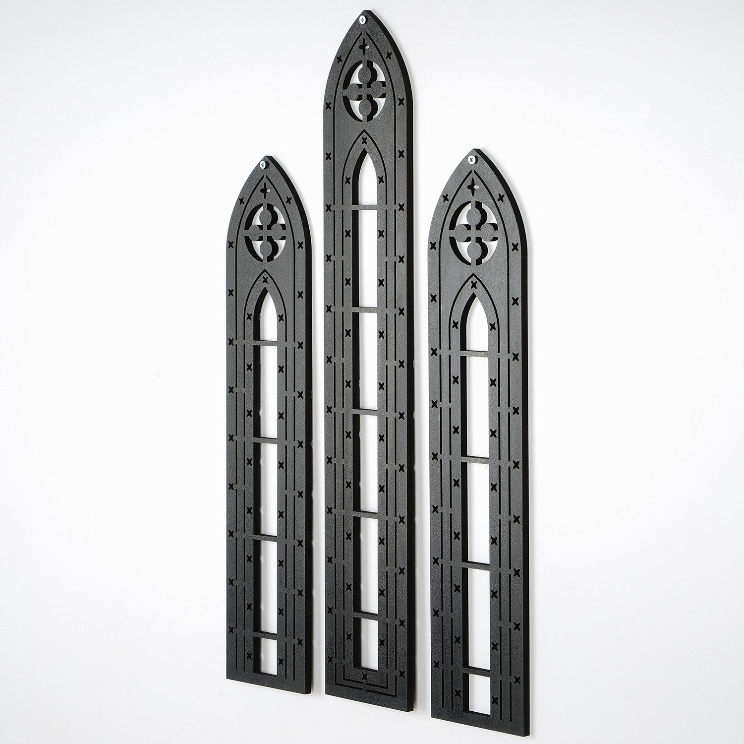 Acessório Decorativo de Parede em Madeira Preta - Conjunto de 3 Peças MDF