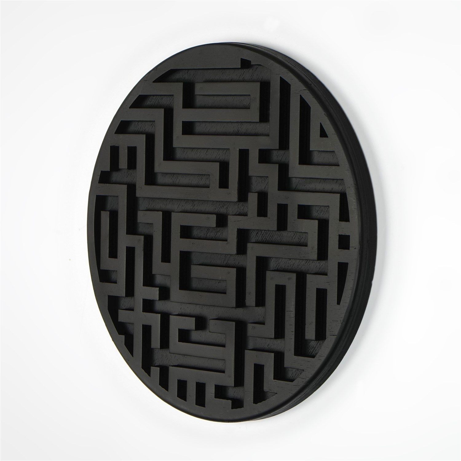 Acessório Decorativo de Parede em Madeira de Abeto 100% Natural - Preto 33x33cm