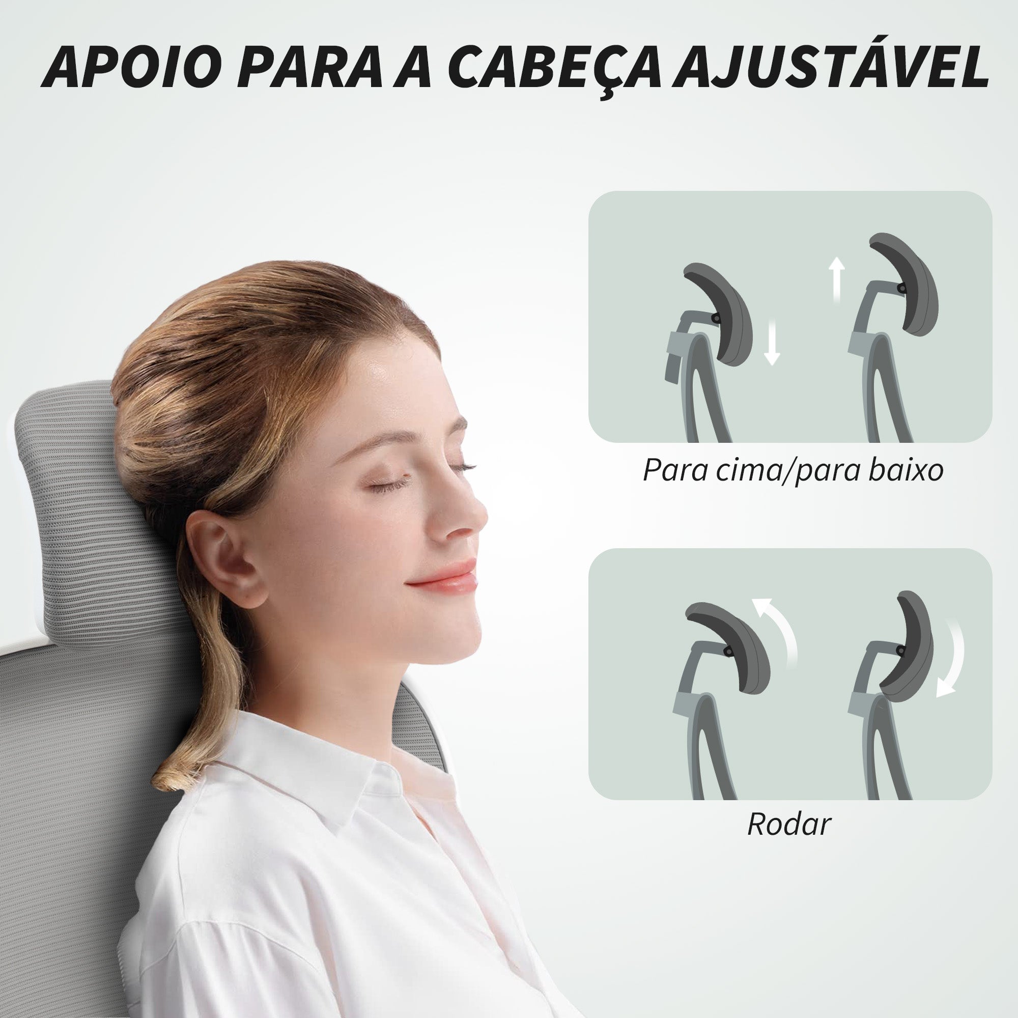 Cadeira de Escritório em Malha Transpirável – 58x63x115-125 cm – Cinzenta – Malha, Espuma, PP