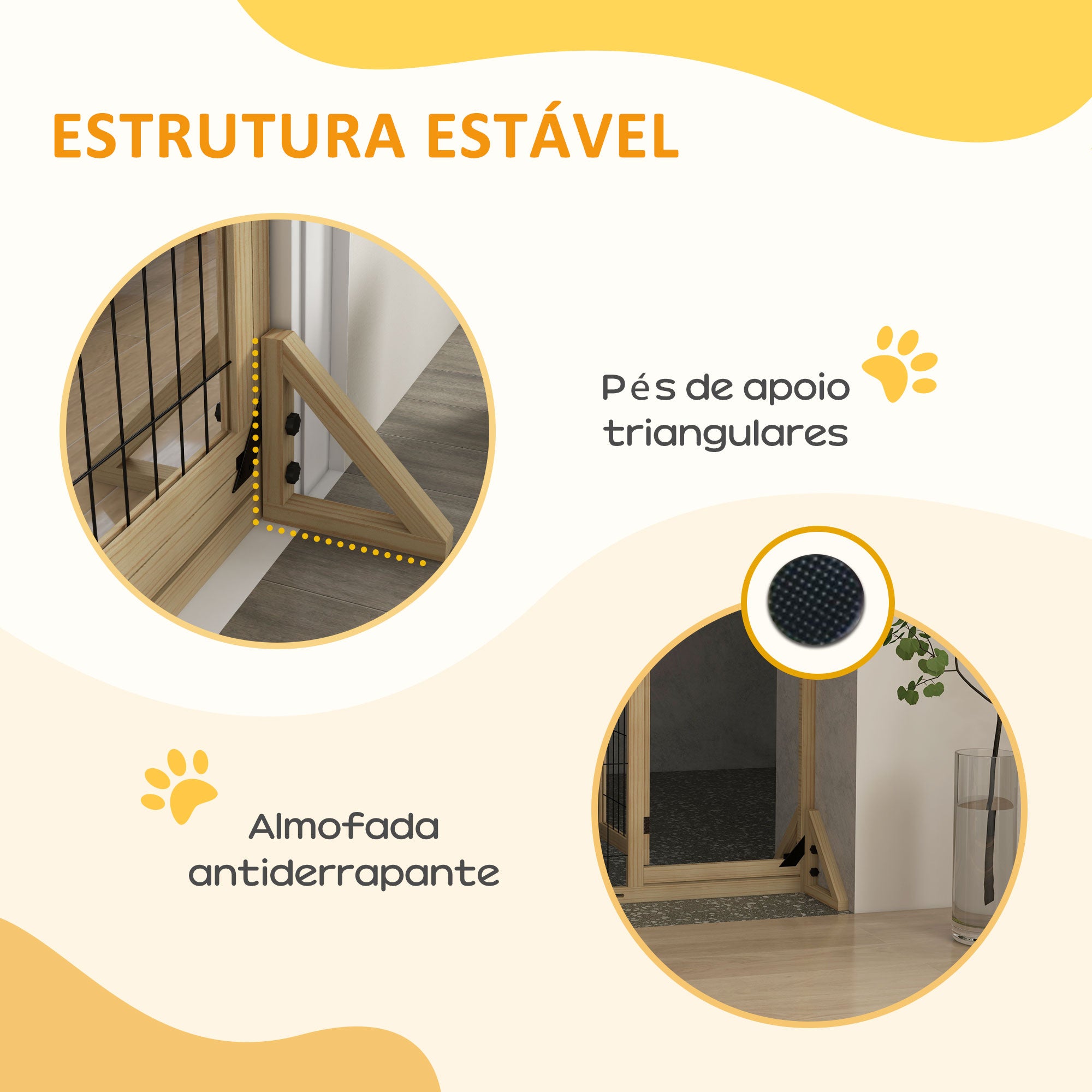 Barreira de Segurança para Cães de Madeira Extensível 112-159x44x70 cm - Cor Madeira Natural
