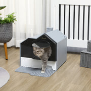 Caixa de Areia Fechada para Gatos – 47x45x42 cm – Cinzento – Plástico PP