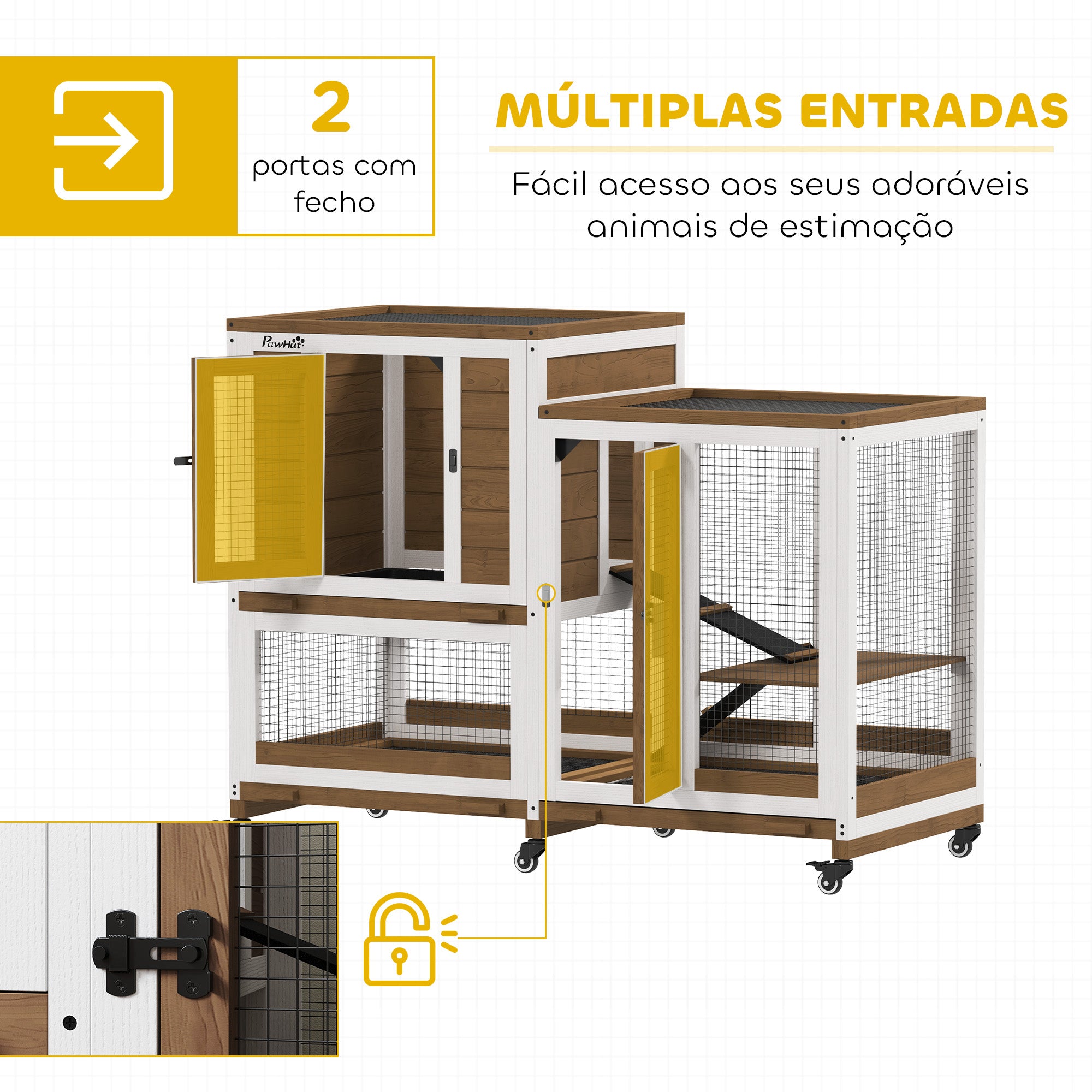 Coelheira de Madeira Marrom 110x50x86 cm para Coelhos e Animais Pequenos
