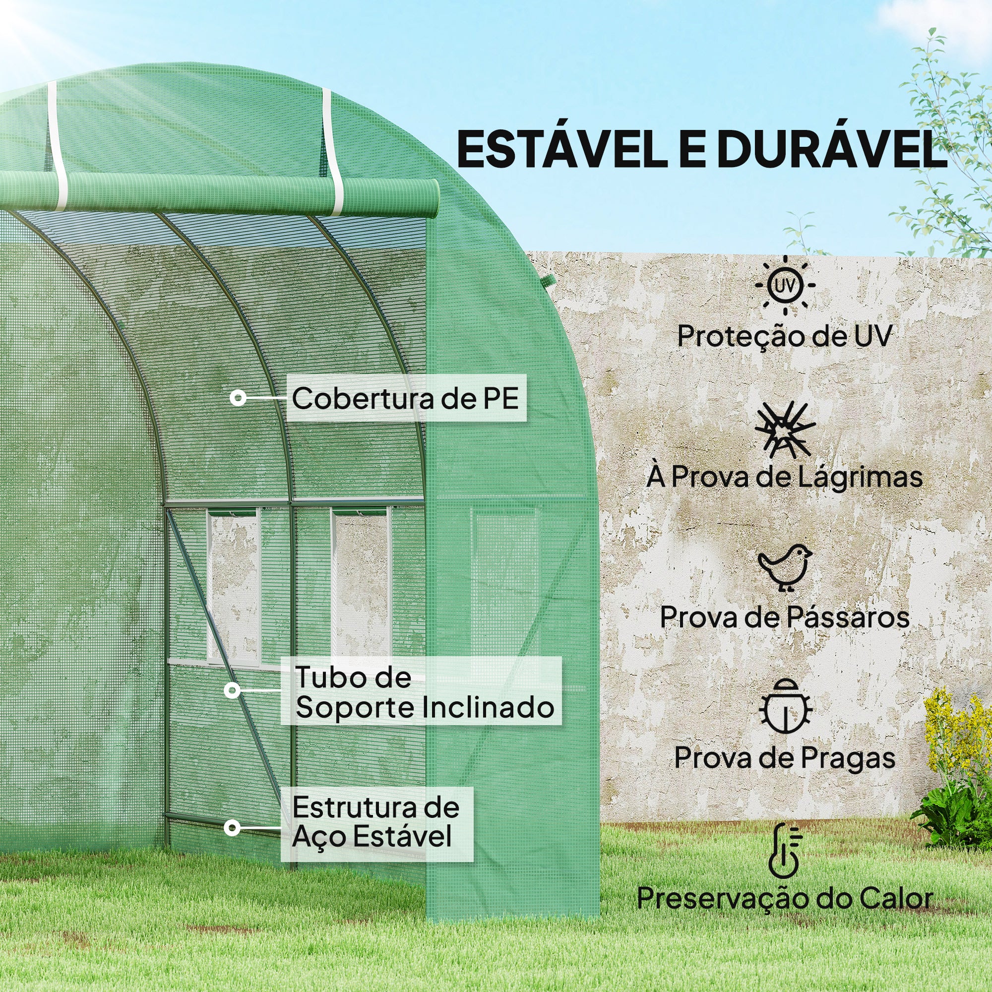Estufa de Jardim 350x200x200cm - Verde