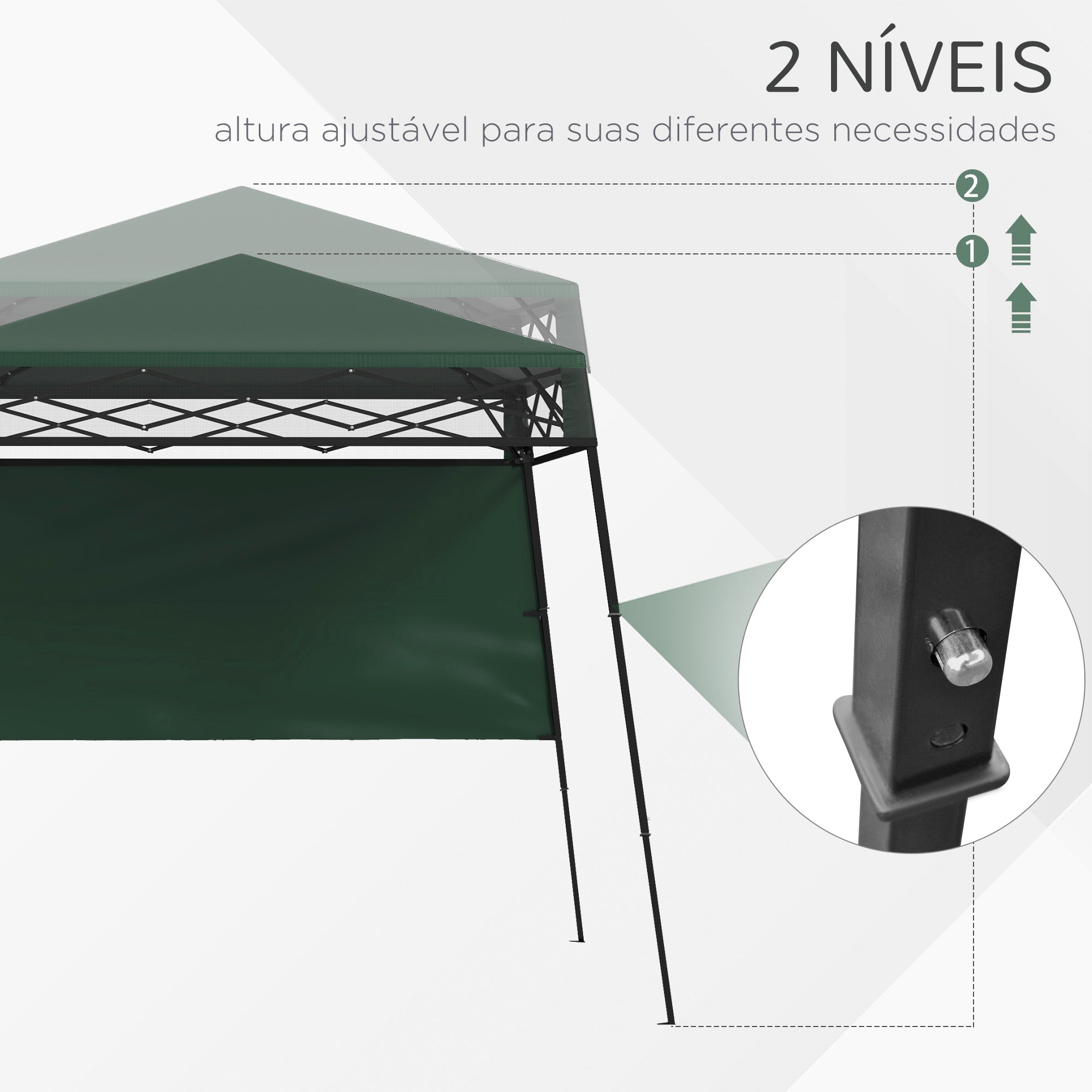 Tenda Dobrável Verde 220x220x200 cm com Proteção UV50+