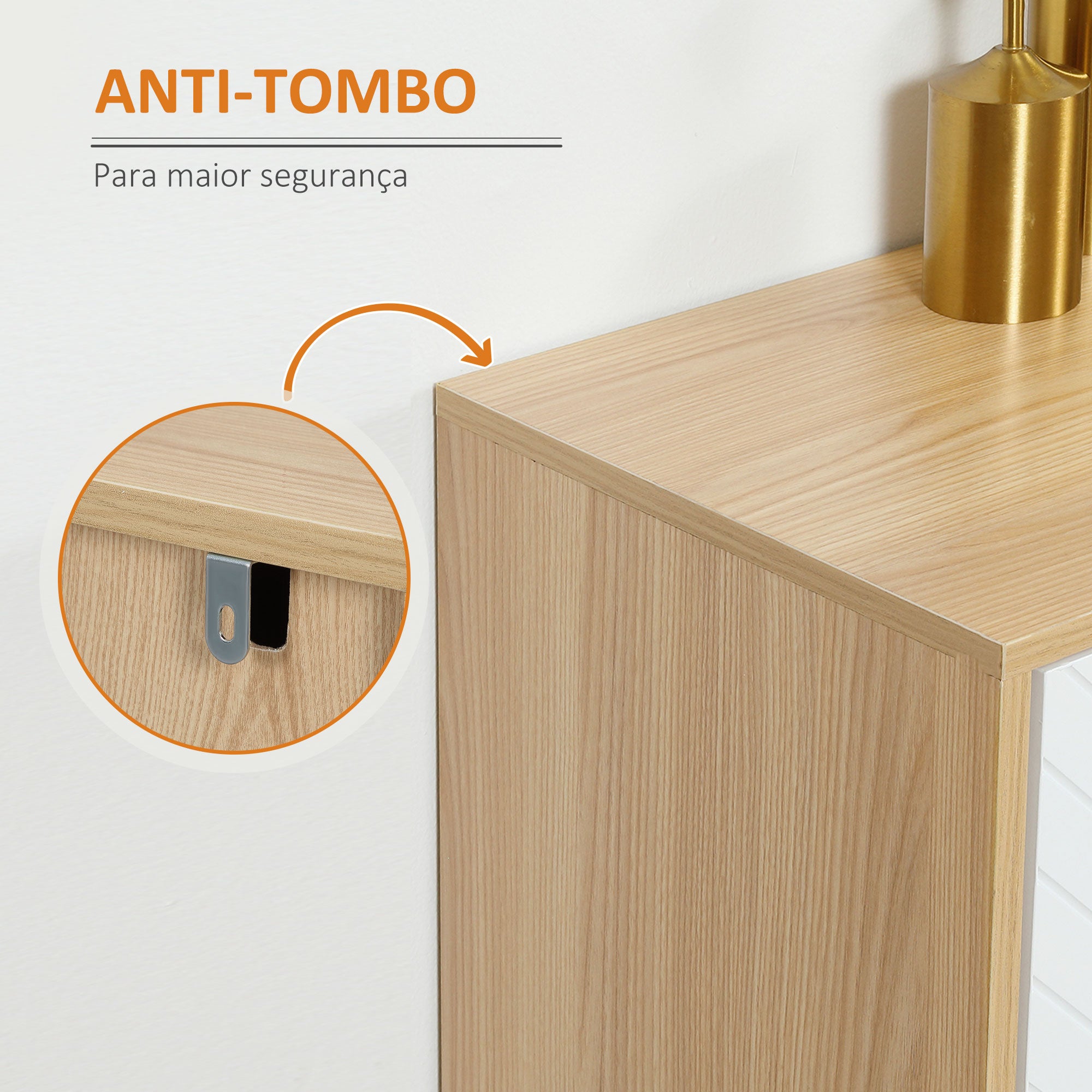 Aparador de Cozinha Moderno – 120x35x77,4 cm – Branco e Madeira