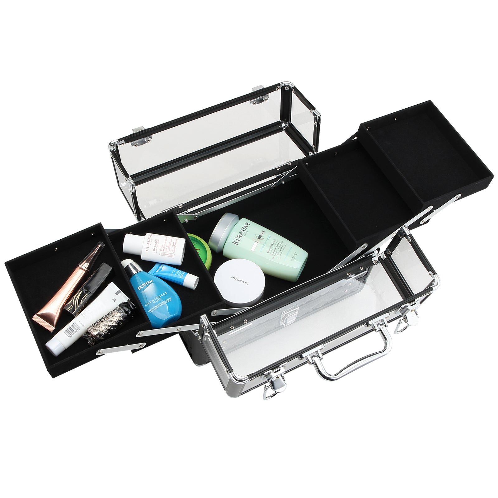 Organizador de Maquilhagem Múltiplos Níveis Preto 30x18,5x22 cm