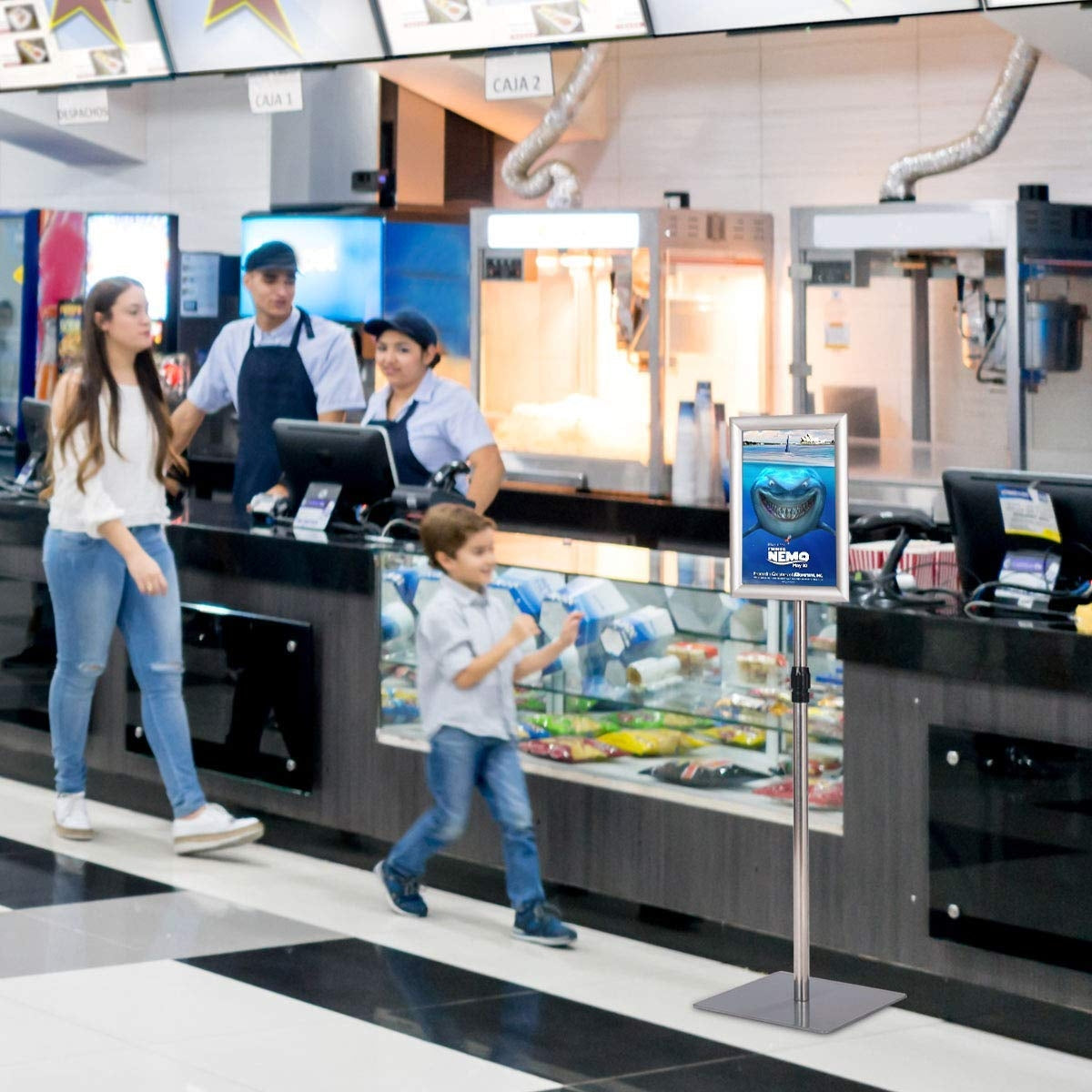 Suporte de Exibição de Chão Autoportante A4 em Metal Ajustável Prateado