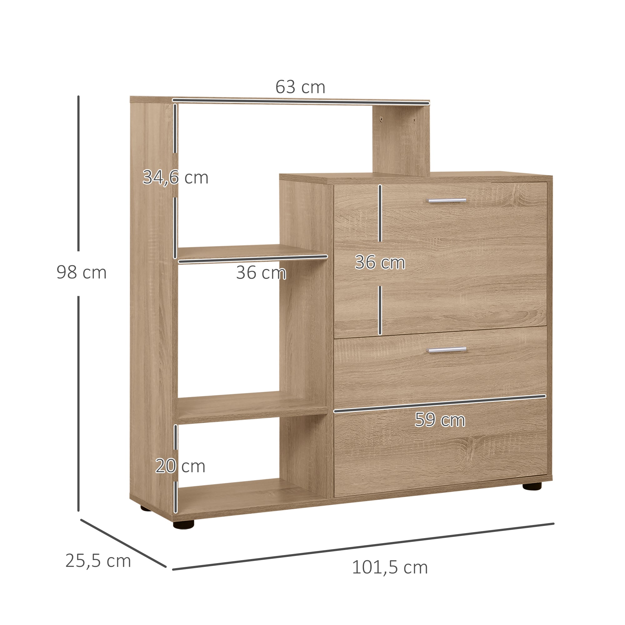 Sapateira de Madeira 101,5x25,5x98 cm - Cor de Madeira Natural