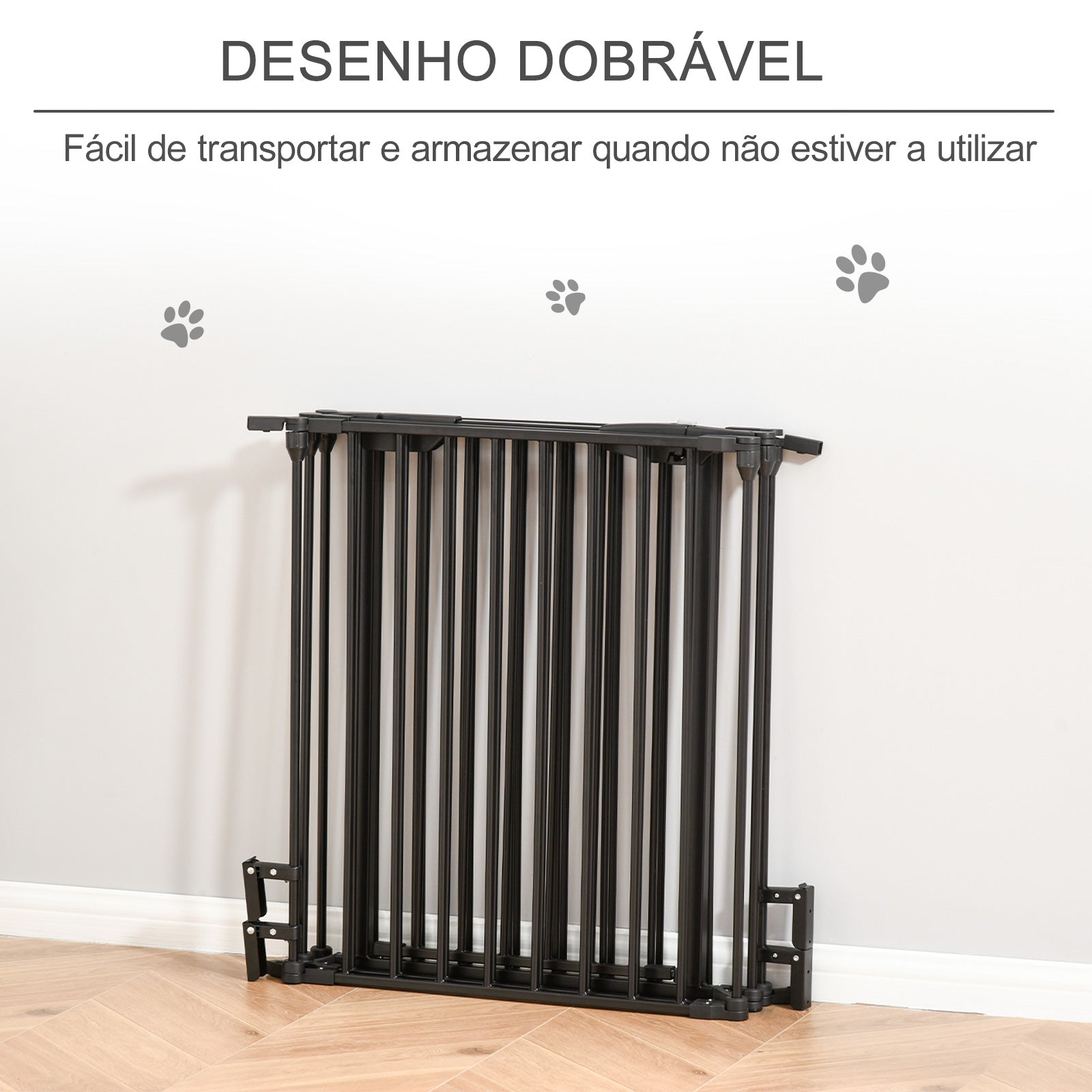 Barreira de Segurança para Animais de Estimação – 300x74,5 cm – Cor Preto – Metal resistente