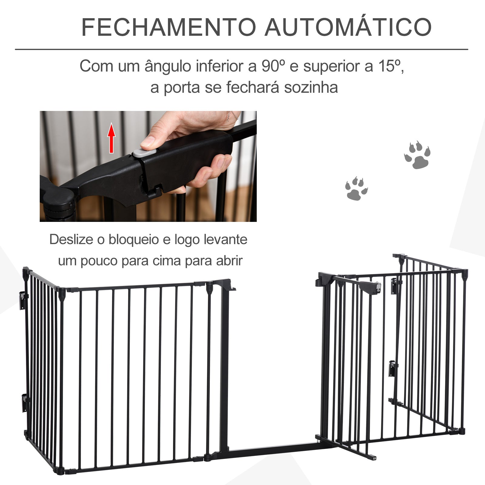 Barreira de Segurança para Animais de Estimação – 300x74,5 cm – Cor Preto – Metal resistente