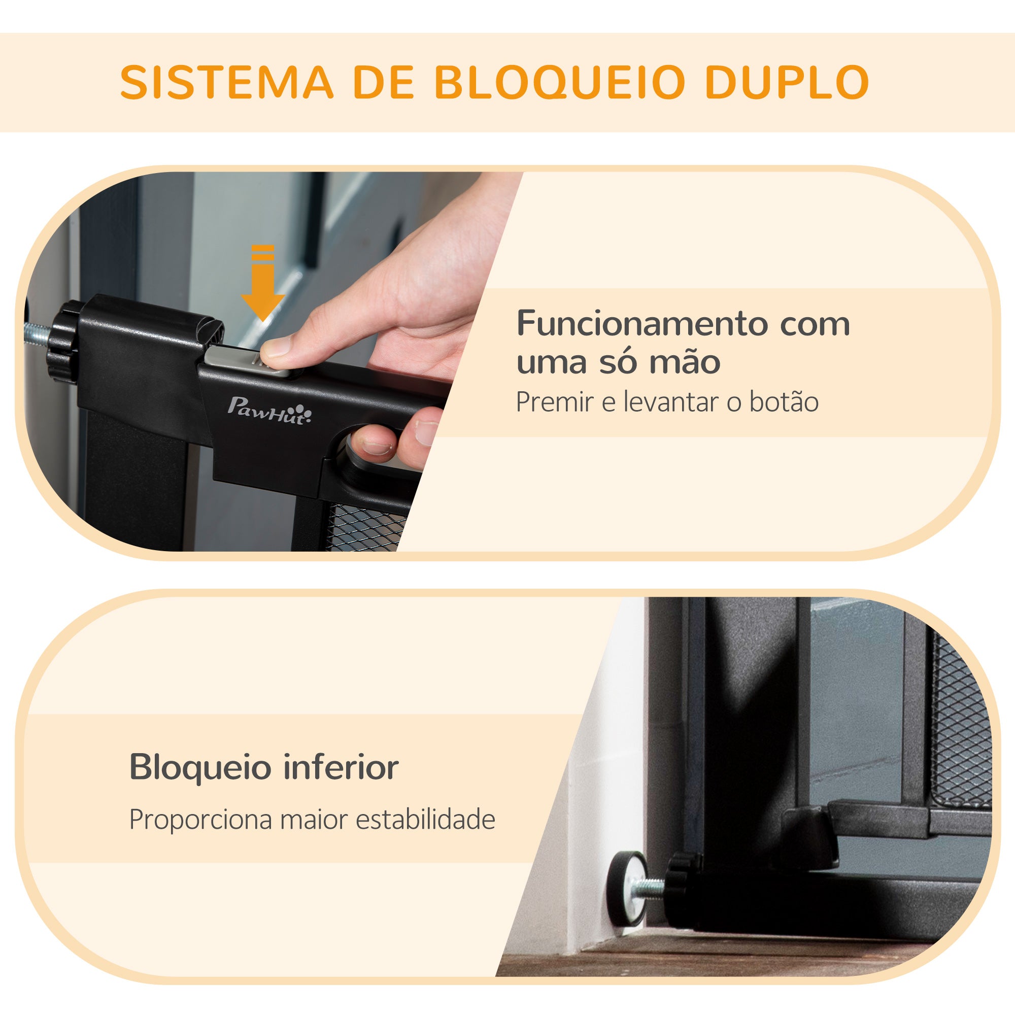 Barreira de Segurança Extensível – 103x76 cm – Preto – Aço, ABS e tela de arame de aço