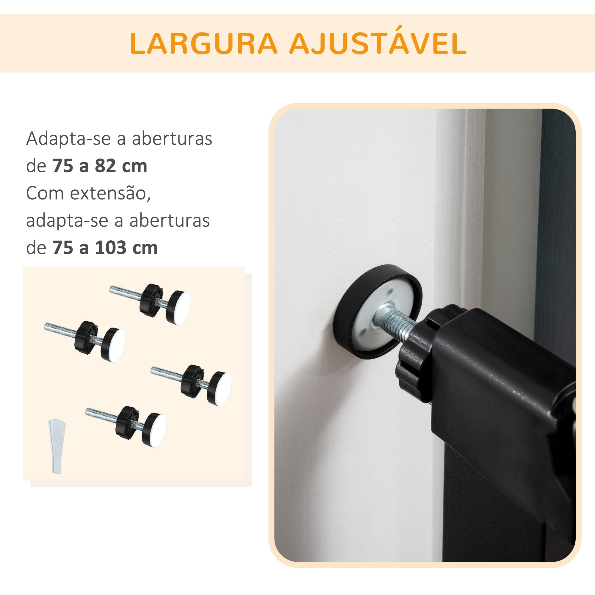 Barreira de Segurança Extensível – 103x76 cm – Preto – Aço, ABS e tela de arame de aço