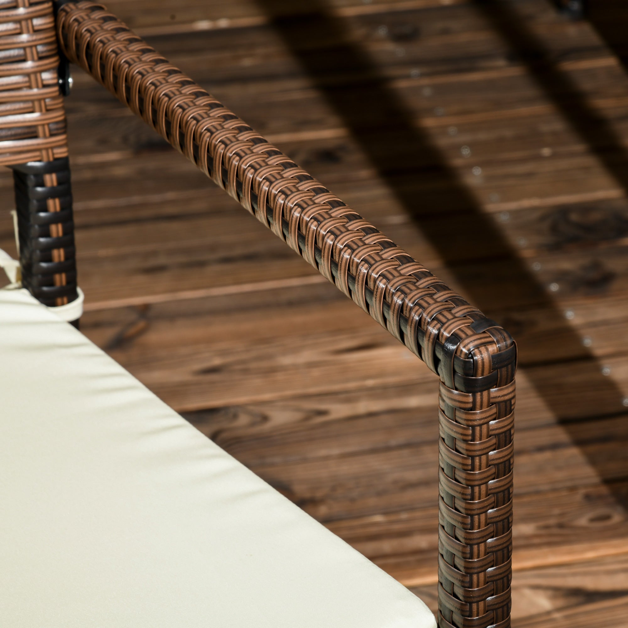 Conjunto de Móveis de Vime Sintético – 90x90x74 cm – Marrom – Aço e Vime PE