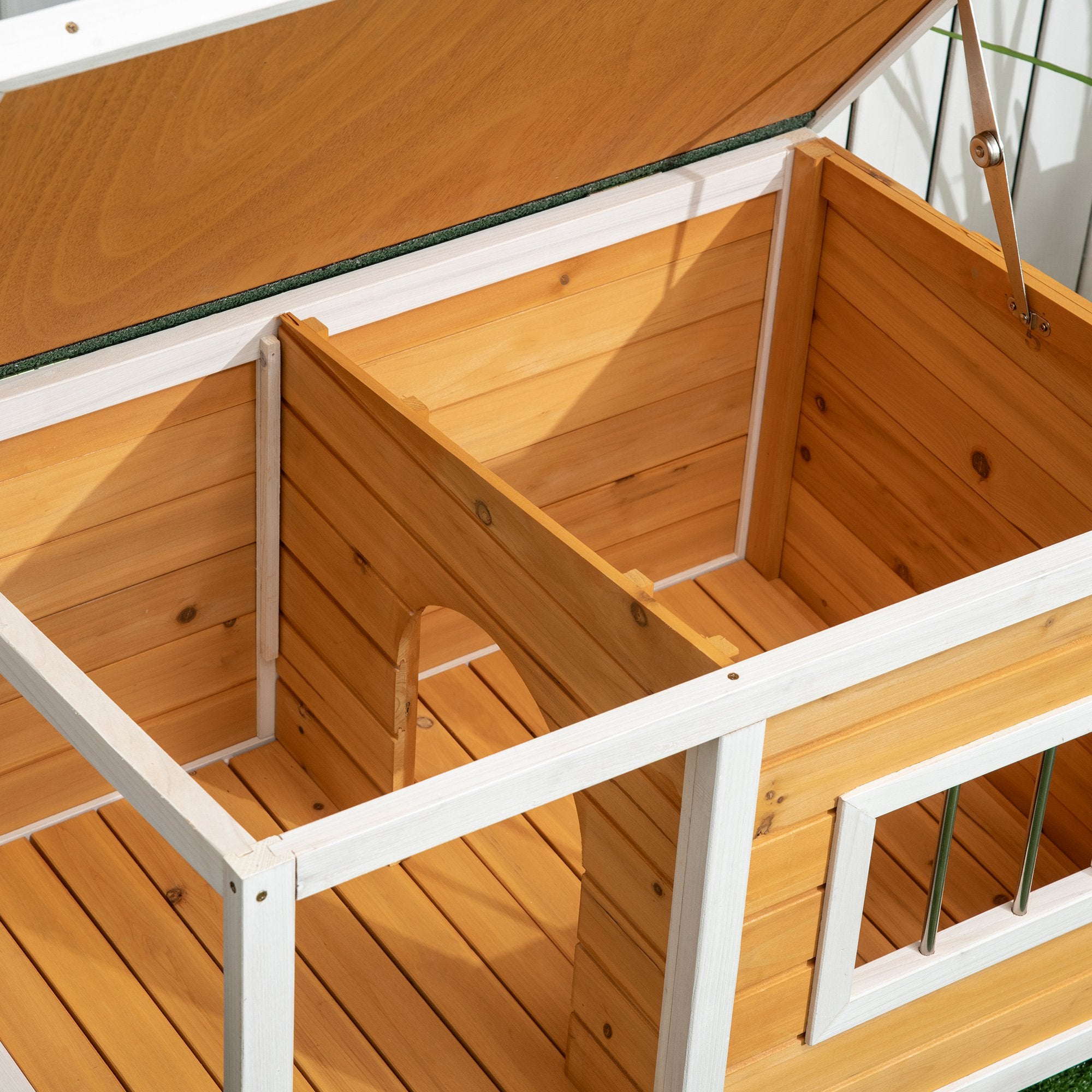 Casa para Cães de Madeira – 85,5x62x60cm – Cor de Madeira Natural