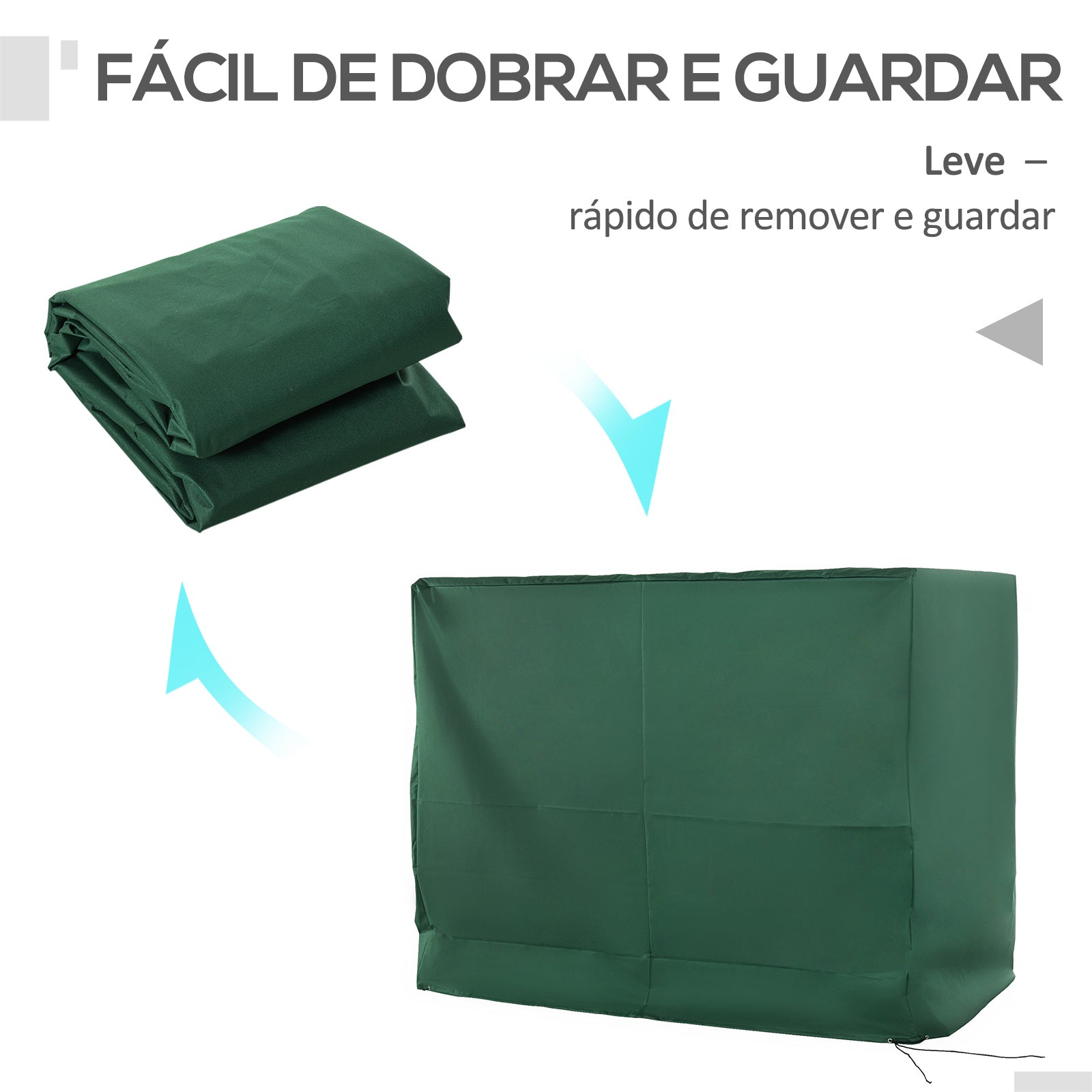 Capa de Proteção para Baloiço de Jardim – 240x133x185 cm – Verde – Tecido Oxford com revestimento em PE