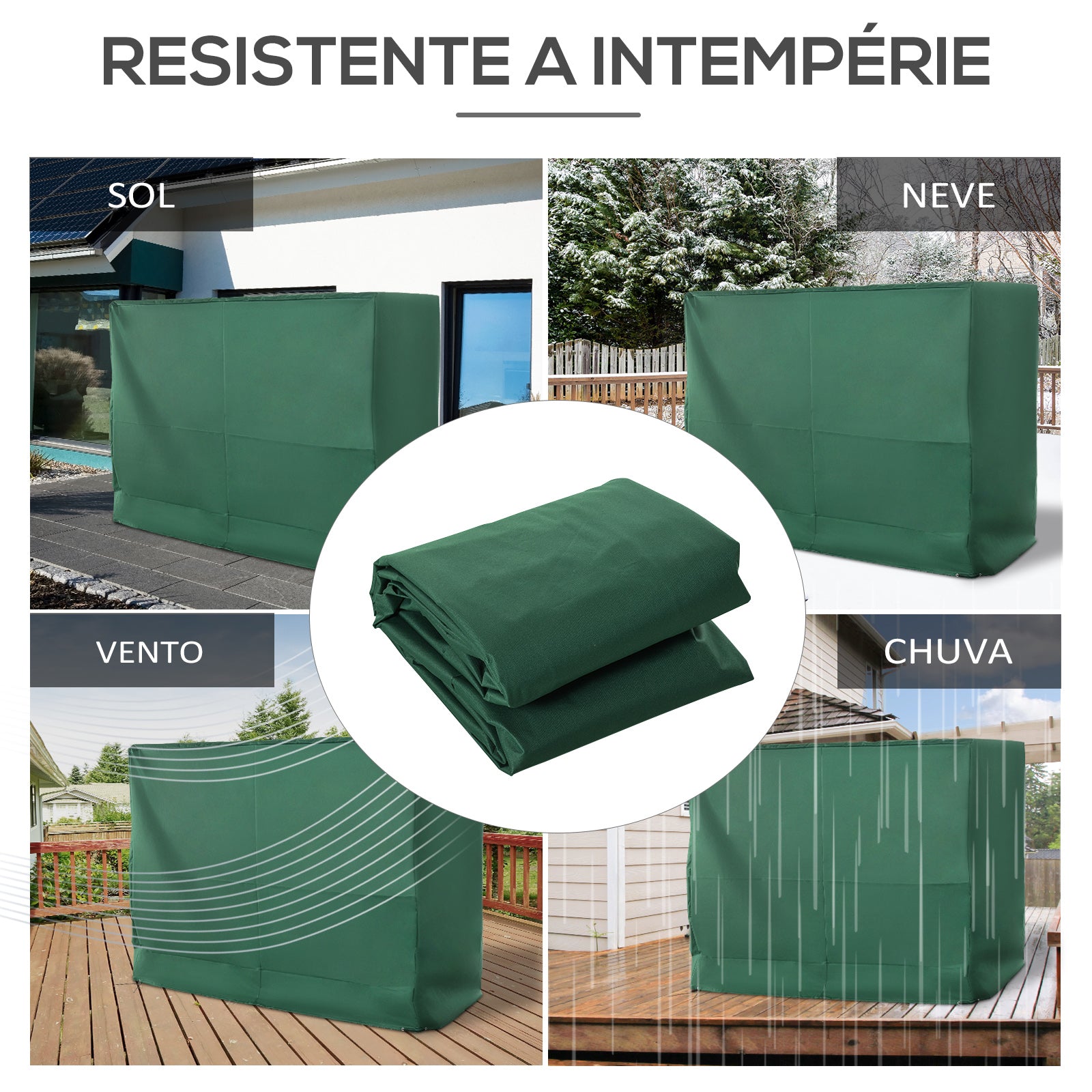 Capa de Proteção para Baloiço de Jardim – 240x133x185 cm – Verde – Tecido Oxford com revestimento em PE