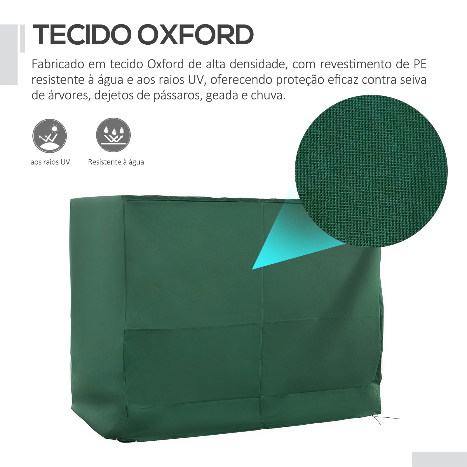 Capa de Proteção para Baloiço de Jardim – 240x133x185 cm – Verde – Tecido Oxford com revestimento em PE