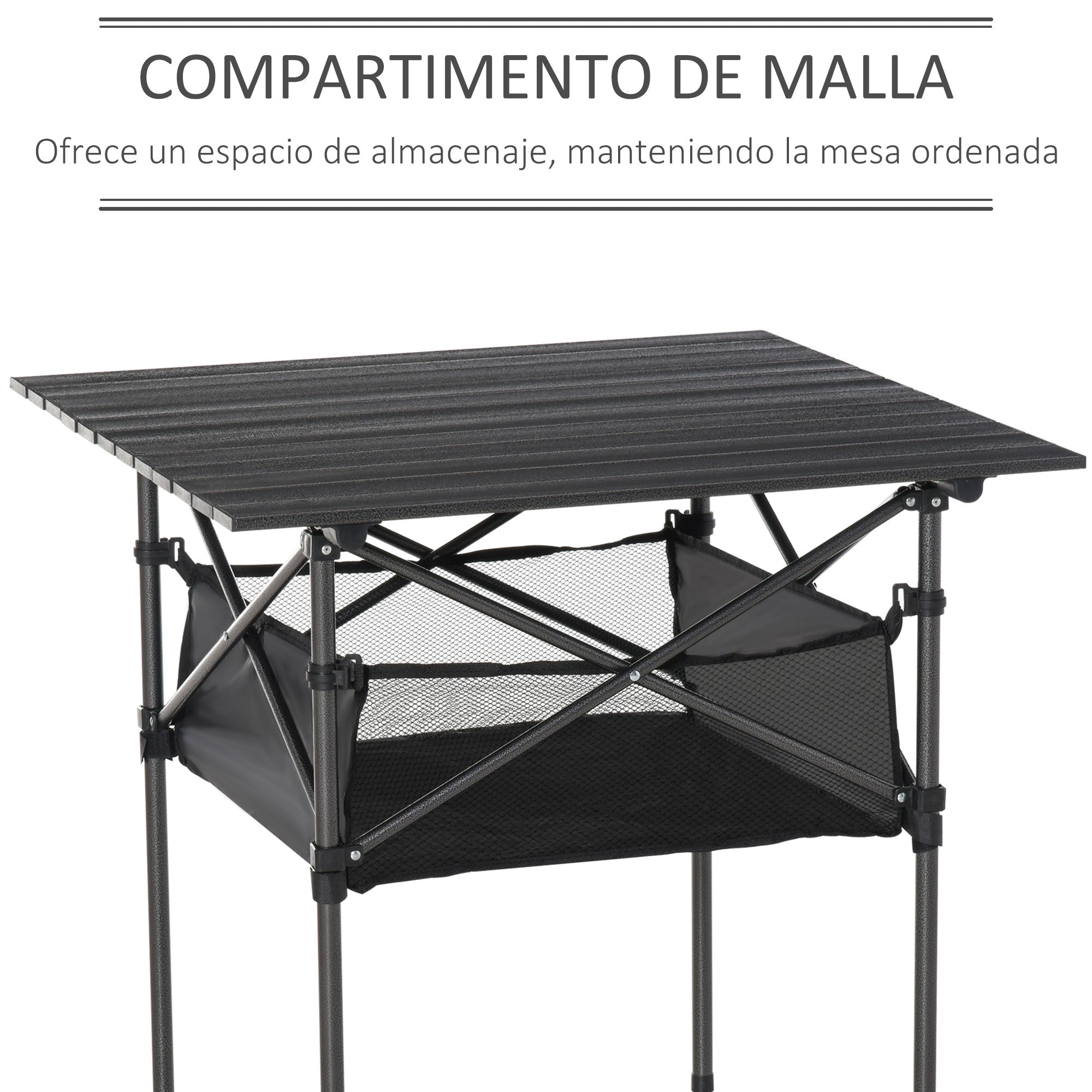 Mesa Dobrável de Camping 70x70x69 cm - Preto