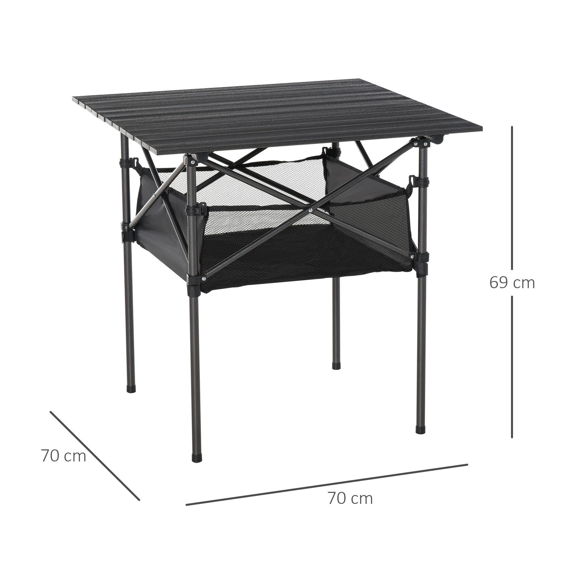 Mesa Dobrável de Camping 70x70x69 cm - Preto