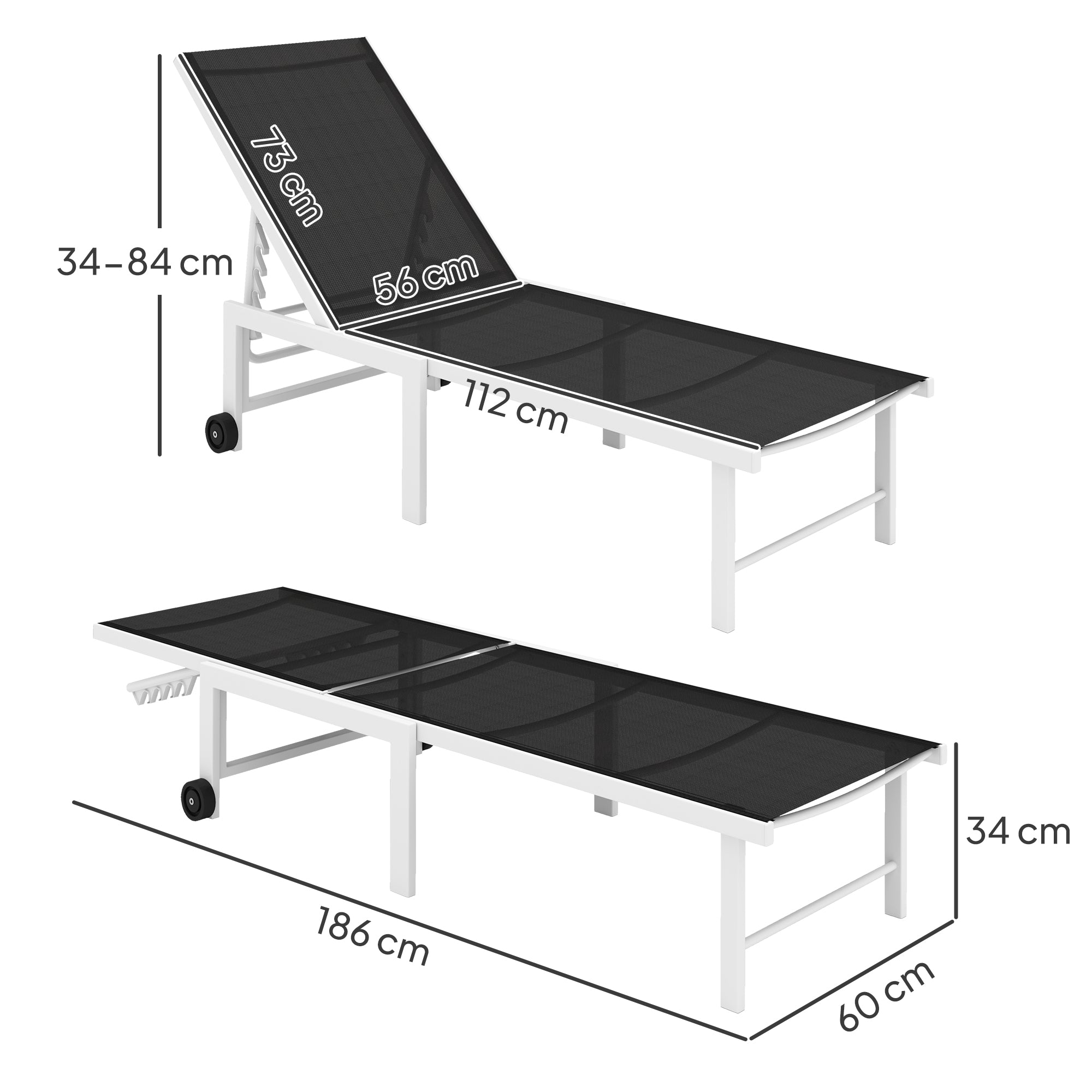 Espreguiçadeira Reclinável de Jardim Cinzento 60x166x84 cm
