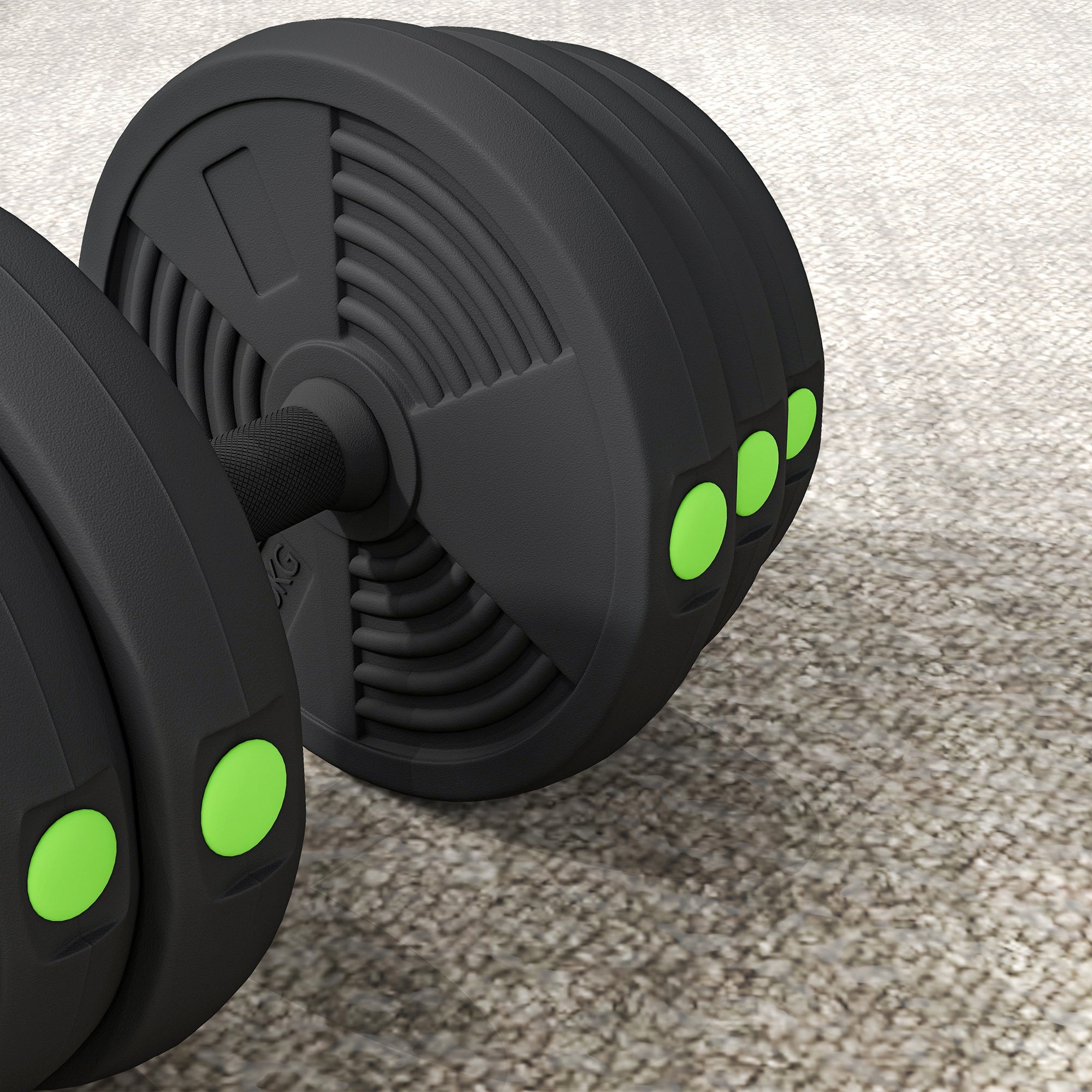 Conjunto de Halteres 30 kg 2 em 1 Preto e Verde - Medidas 105x20x20 cm