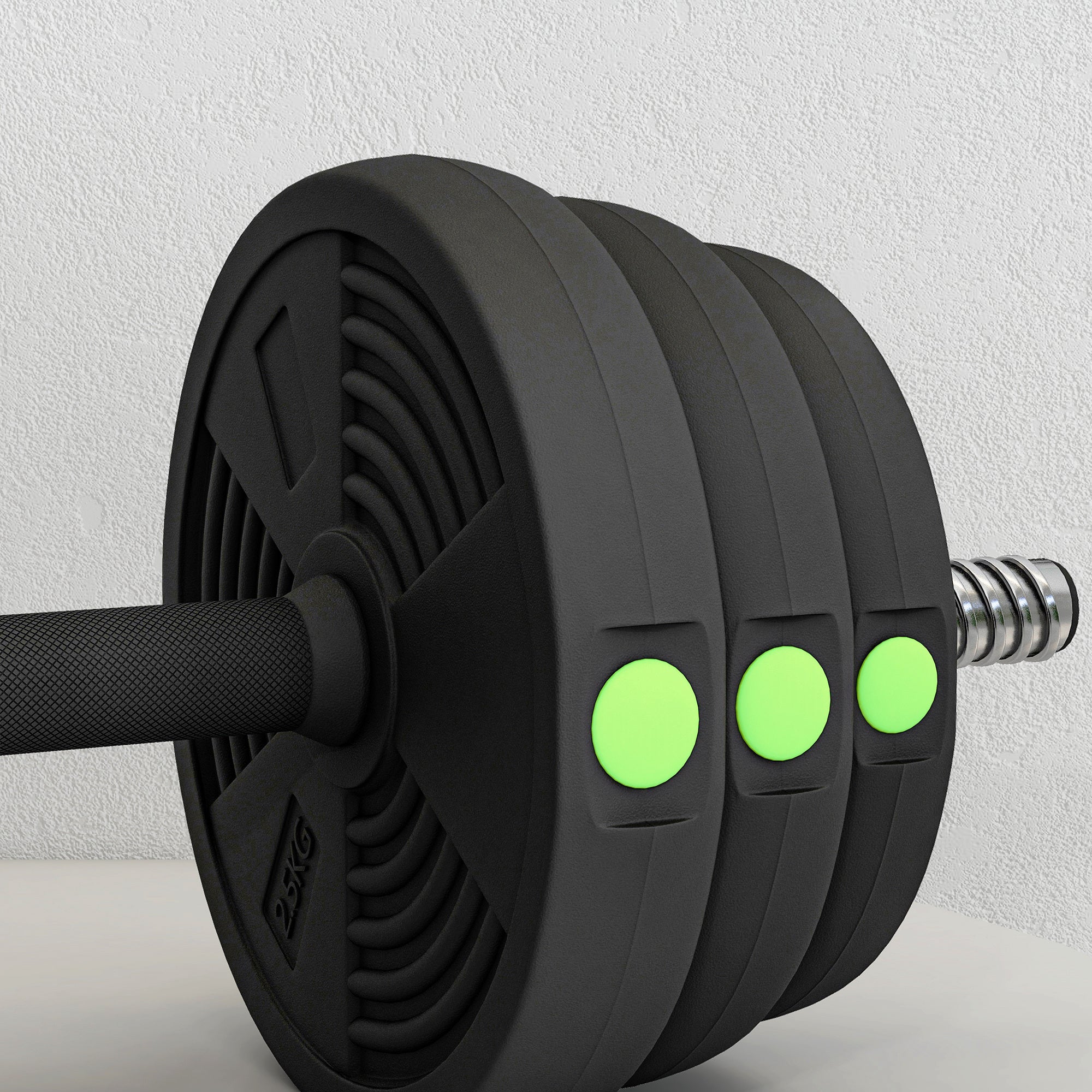 Conjunto de Halteres 30 kg 2 em 1 Preto e Verde - Medidas 105x20x20 cm