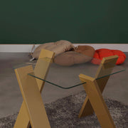 Mesa de Centro – 57cm x 41cm x 57cm – Mostarda – Painel de Partículas