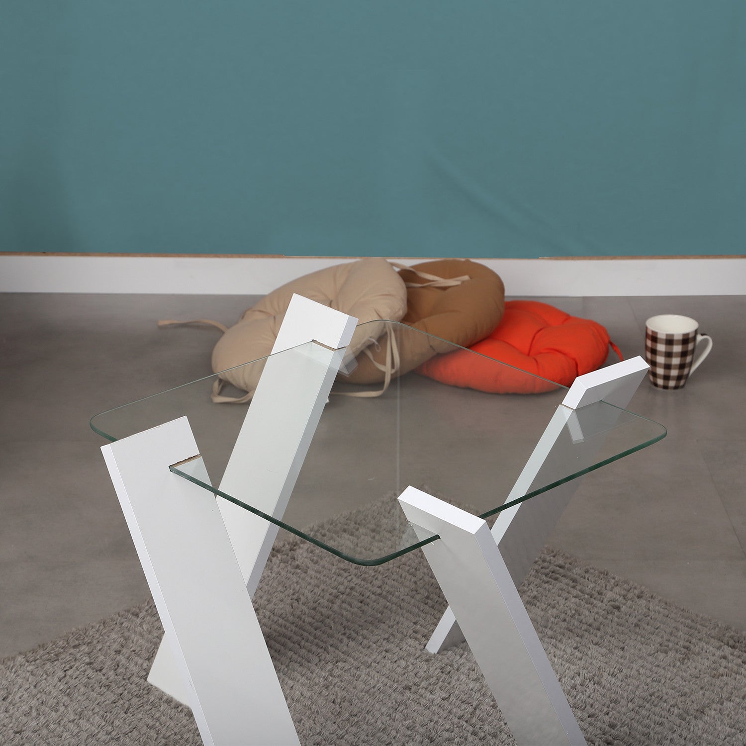 Mesa de Centro – 57cm x 41cm x 57cm – Branco – Painel de Partículas