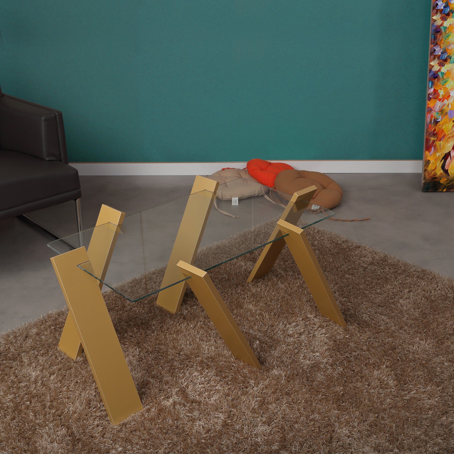 Mesa de Centro – 92cm x 41cm x 57cm – Mostarda – Painel de Partículas revestido a melamina