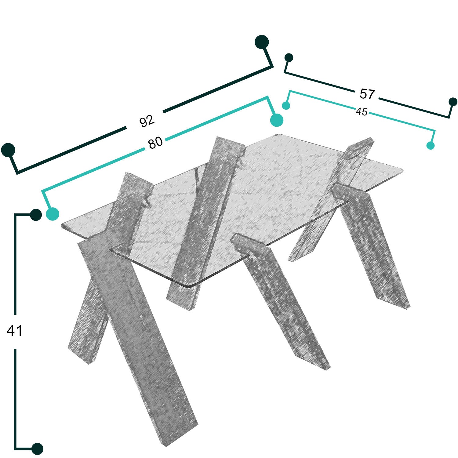 Mesa de Centro – 92cm x 41cm x 57cm – Carvalho Claro – Painel de Partículas
