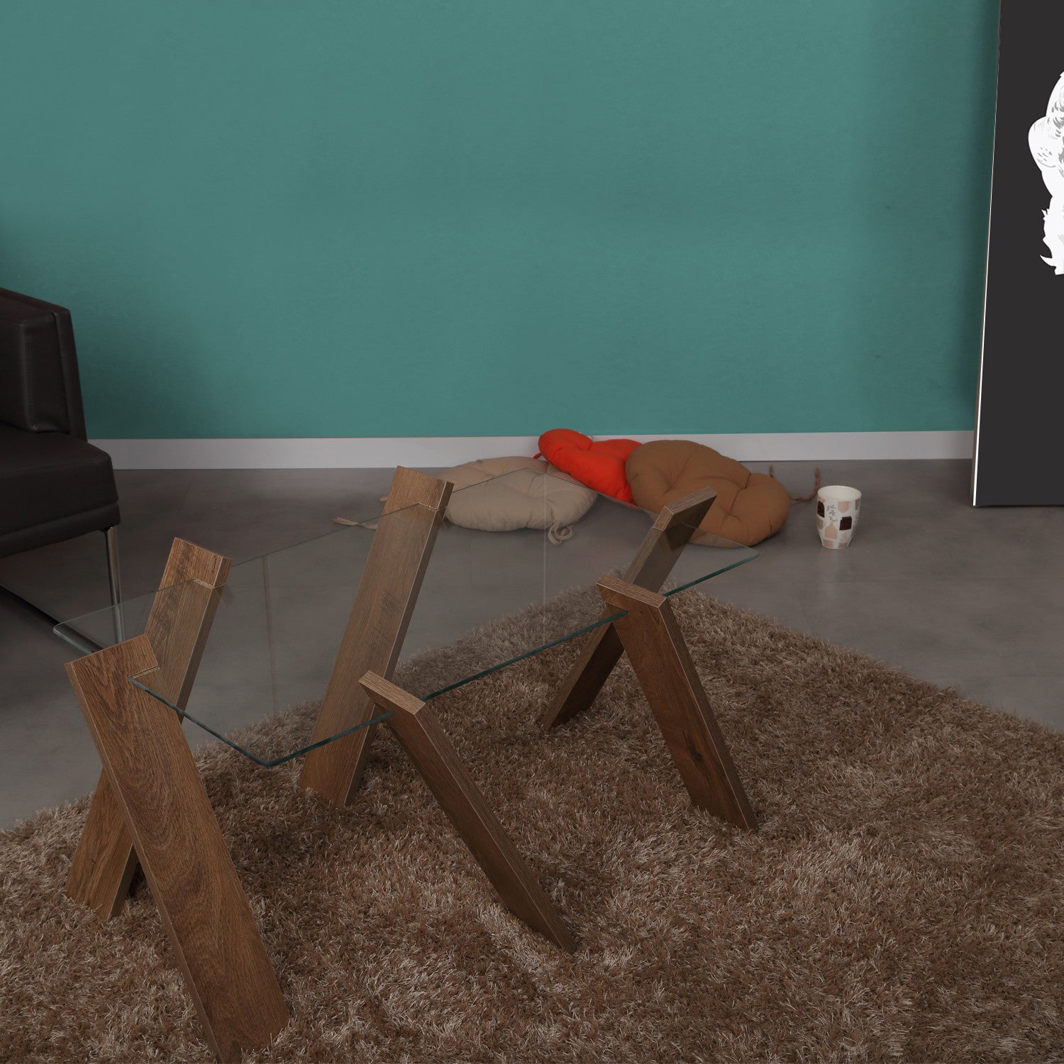 Mesa de Centro – 92cm x 57cm x 41cm – Cor de Carvalho – Painel de Partículas