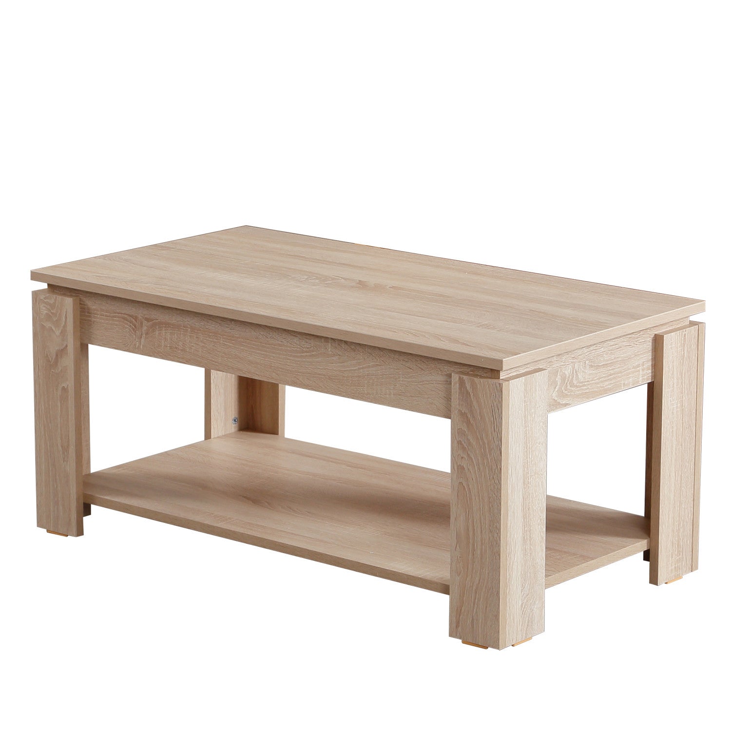 Mesa de Centro – 104cm x 47cm x 56cm – Carvalho Claro – Painéis de Partículas Revestidos a Melamina