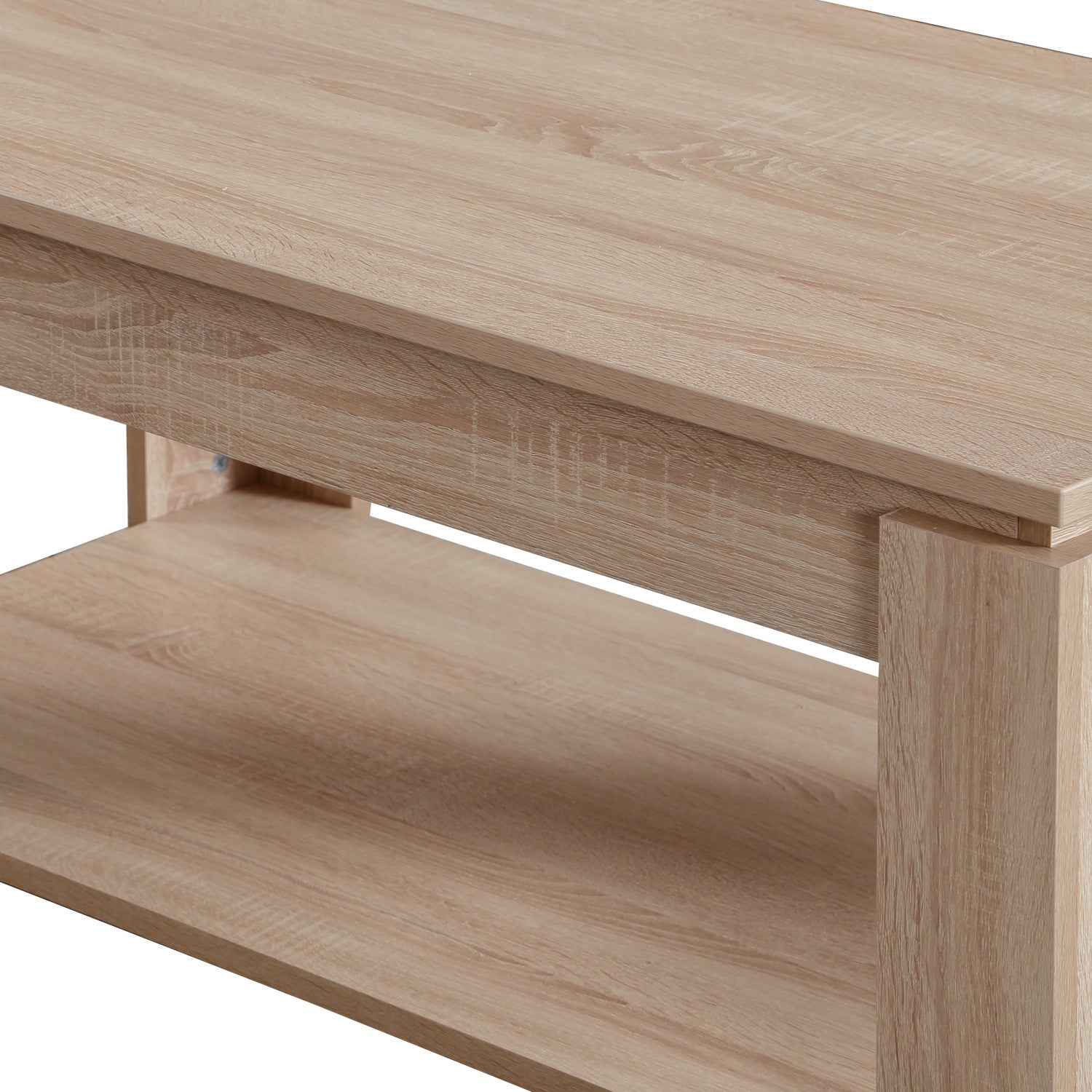 Mesa de Centro – 104cm x 47cm x 56cm – Carvalho Claro – Painéis de Partículas Revestidos a Melamina