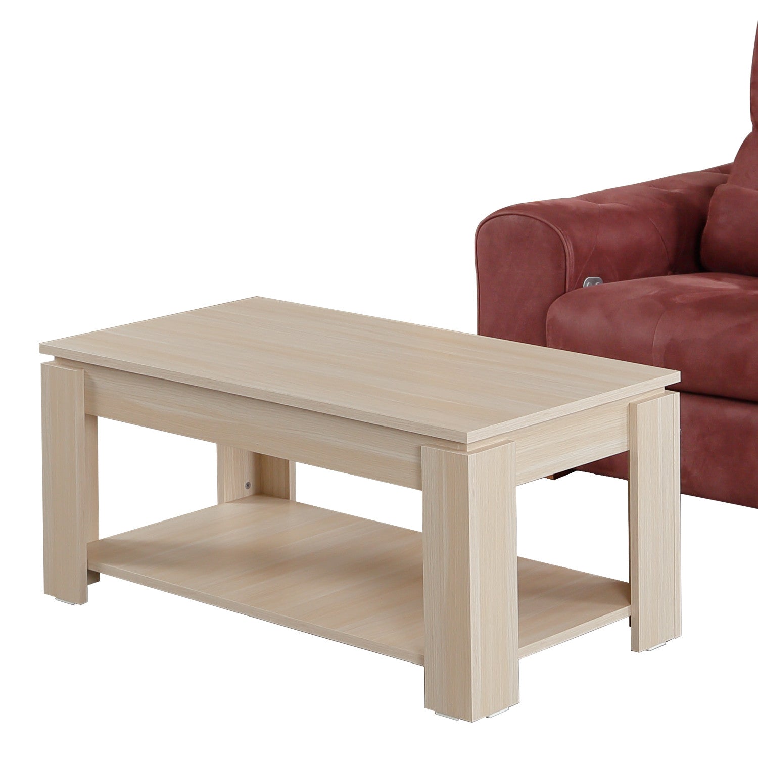 Mesa de Centro – 104 cm x 47 cm x 56 cm – Carvalho Claro – Painéis de Partículas